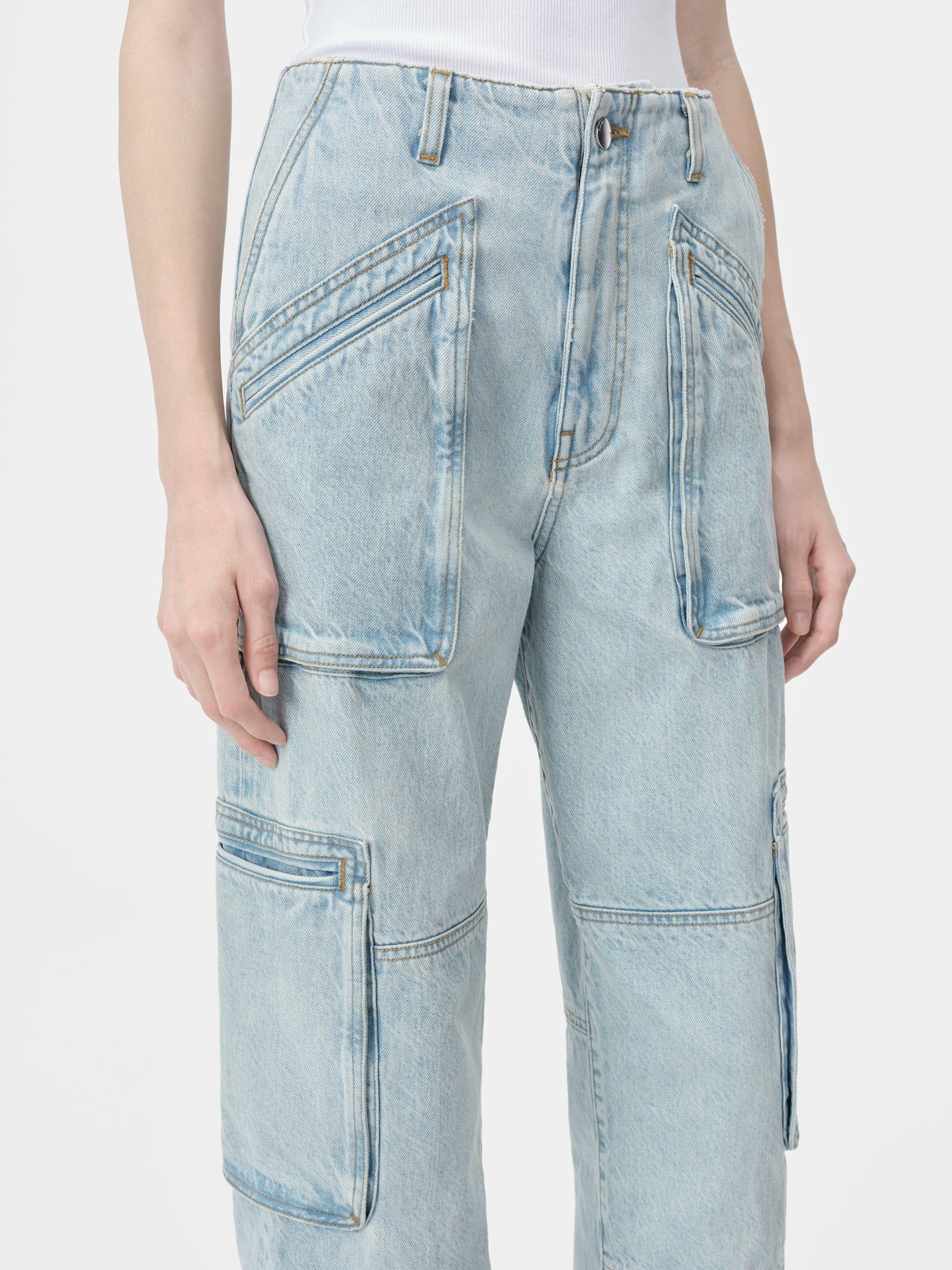 Amiri Cargo Loose Women Denim Light Indigo | IKZYSNP-80