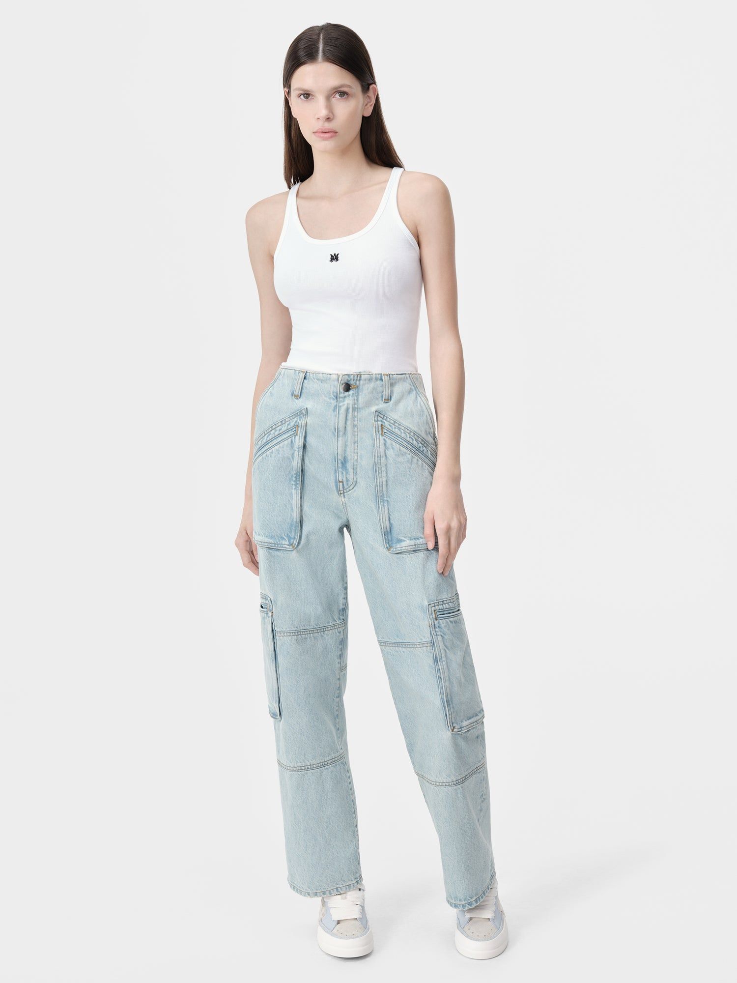 Amiri Cargo Loose Women Denim Light Indigo | IKZYSNP-80
