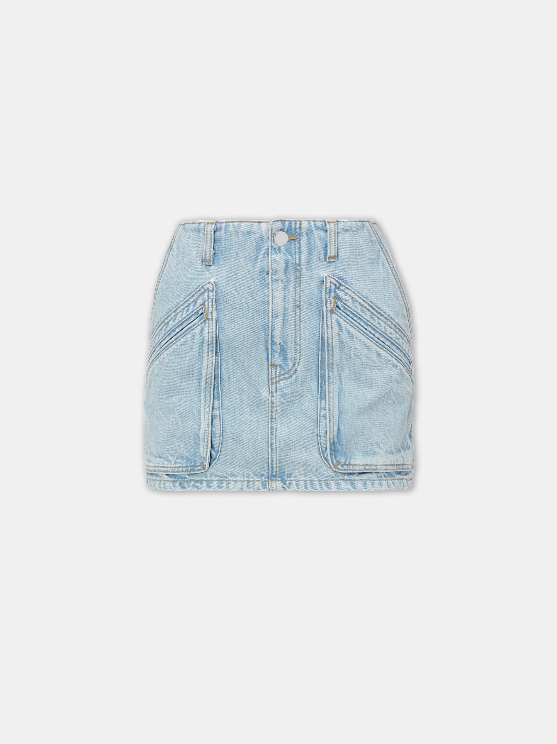 Amiri Cargo Skirt Women Denim Light Indigo | WYEAFBD-37