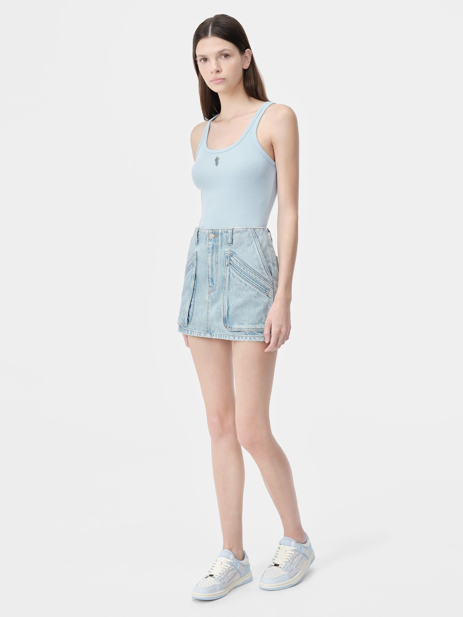 Amiri Cargo Skirt Women Denim Light Indigo | WYEAFBD-37