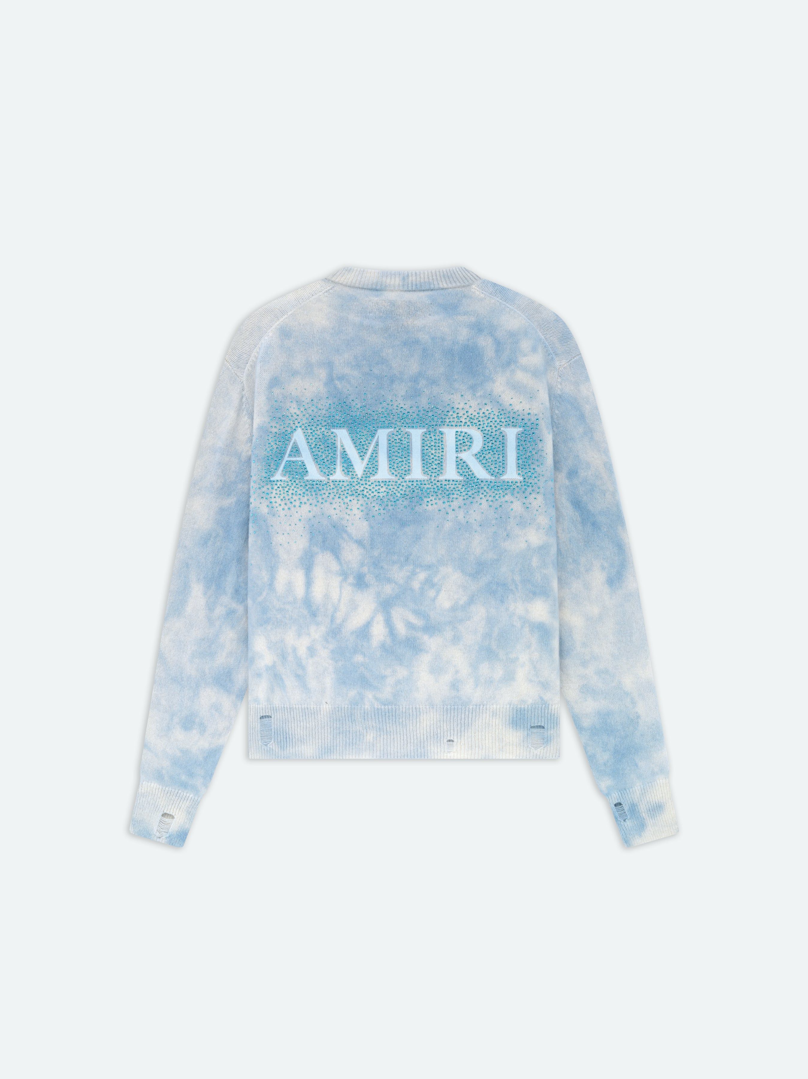 Amiri Crystal Crewneck- Ashley Blue Men Sweatshirts Blue | OMTSQEJ-46