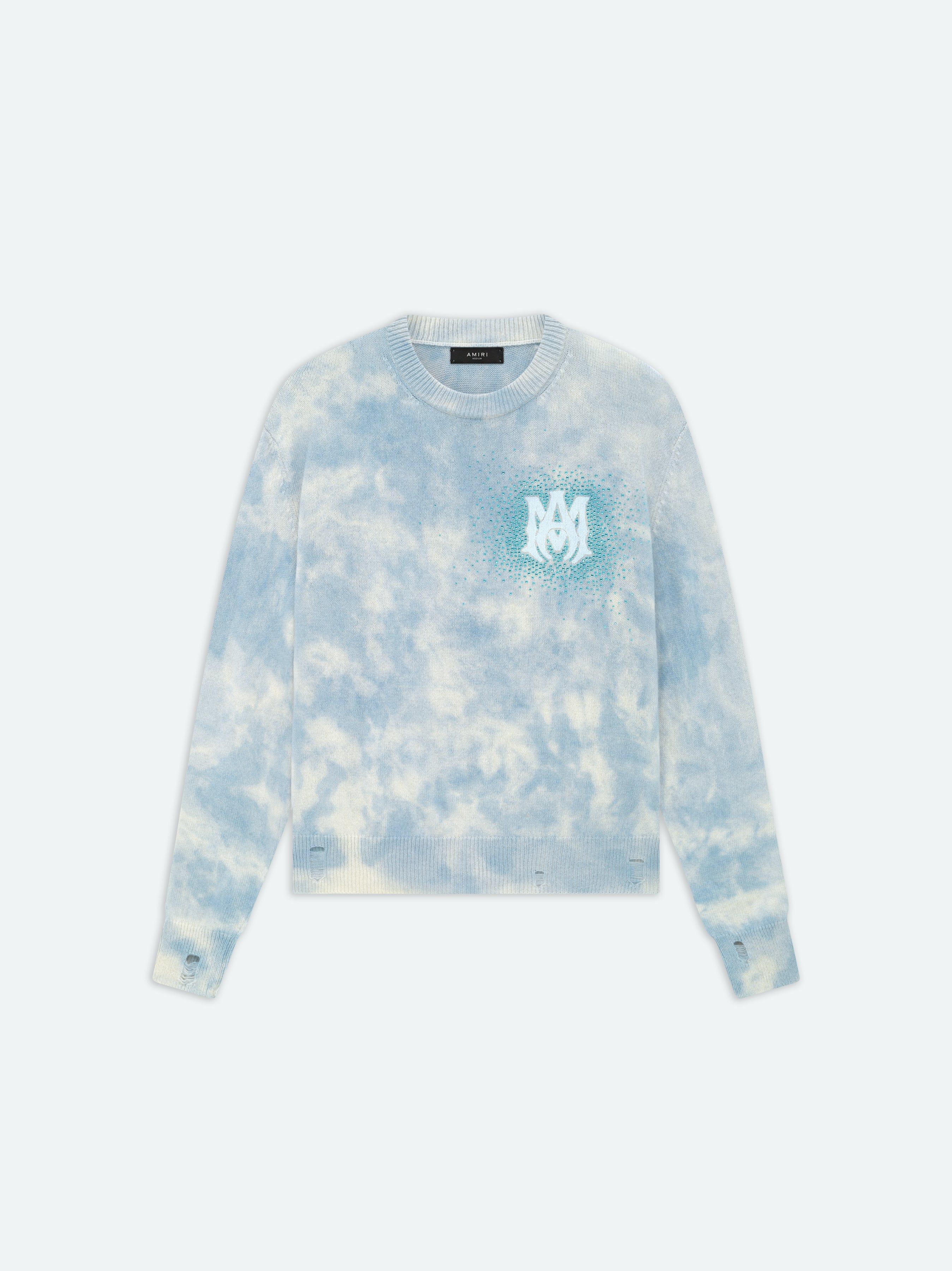 Amiri Crystal Crewneck- Ashley Blue Men Sweatshirts Blue | OMTSQEJ-46