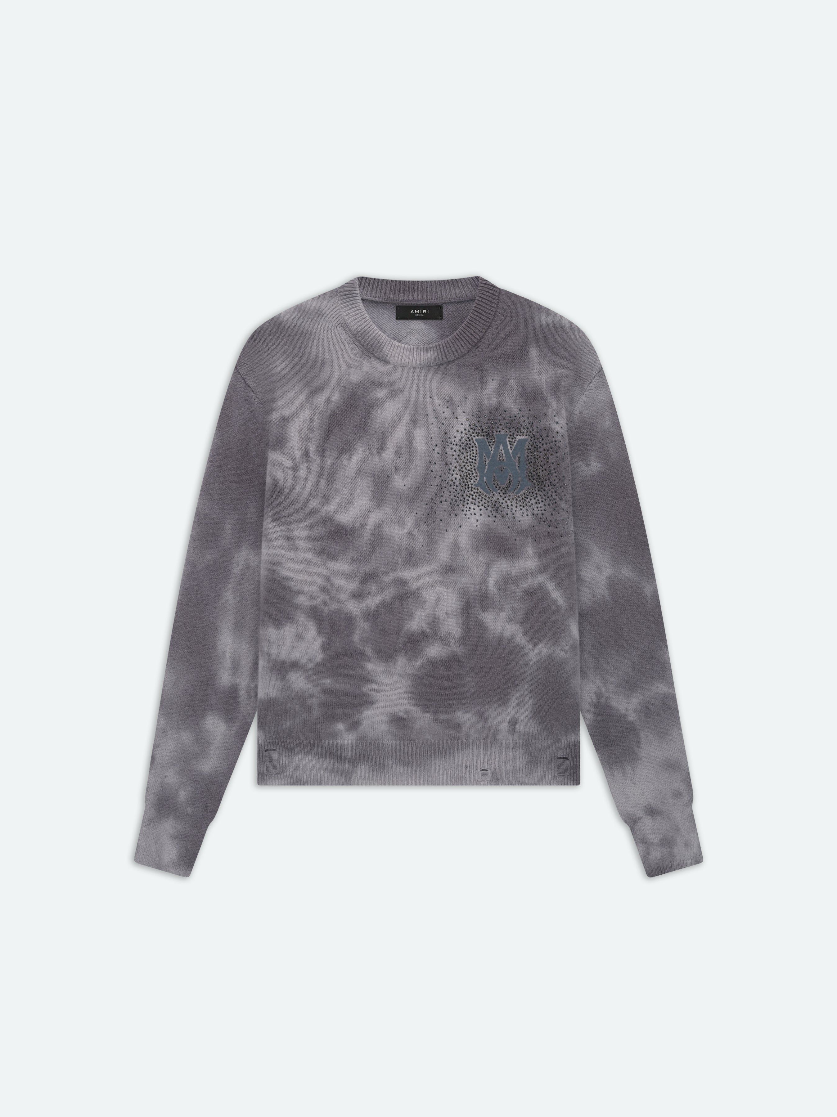 Amiri Crystal Crewneck- Faded Black Men Sweatshirts Black | GJZBLHI-08