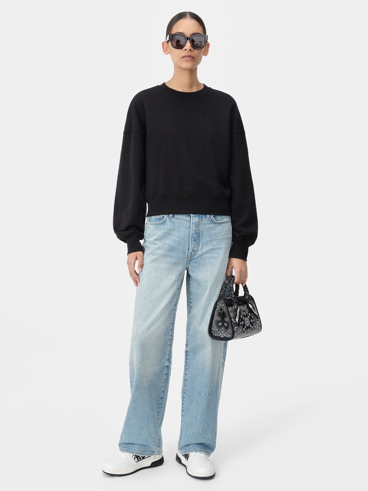 Amiri Embroidered Crew Women T Shirts Black | EZDWITL-36