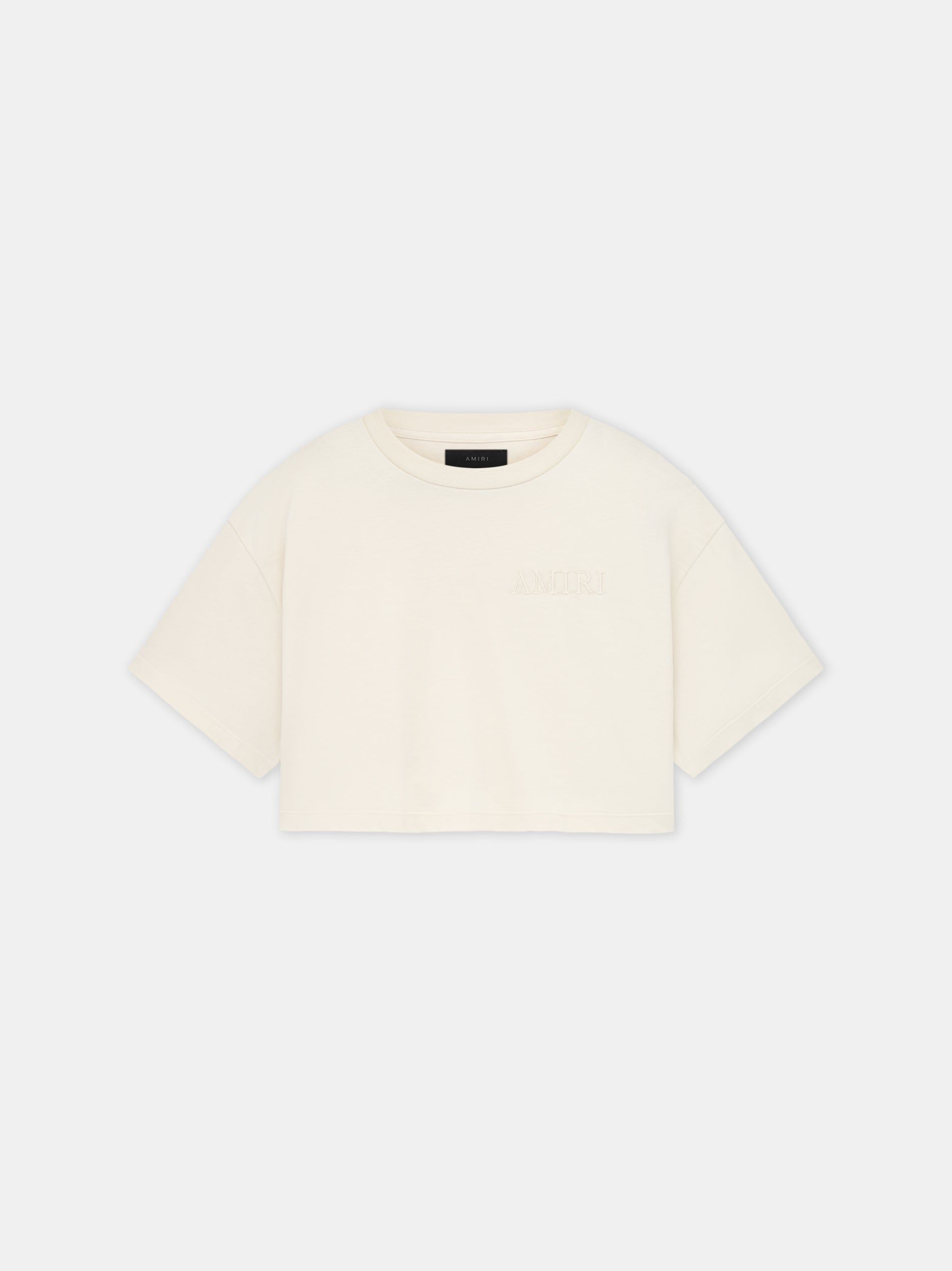 Amiri Embroidered Cropped Tee Women T Shirts Alabaster | LVECNIW-20