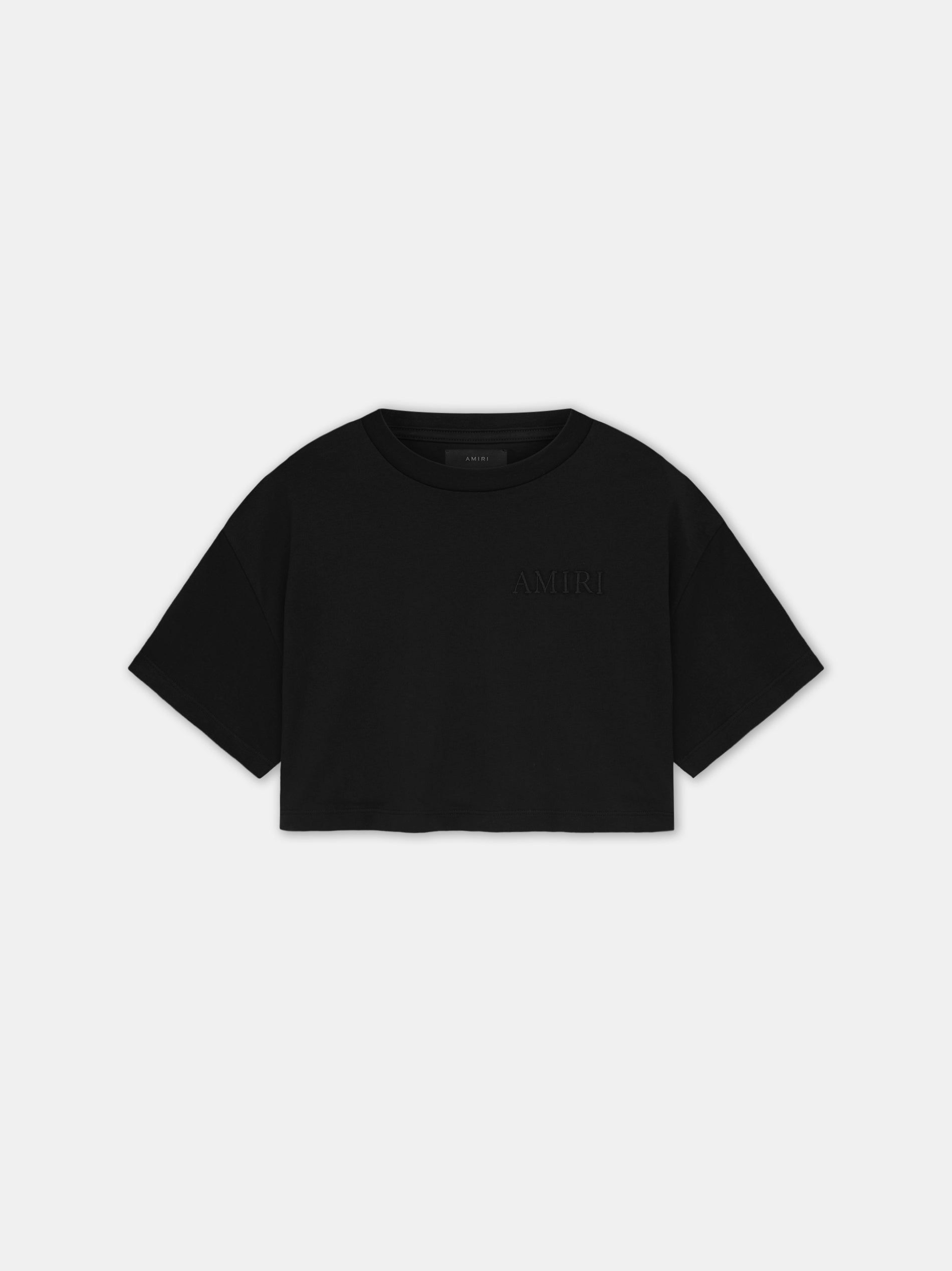 Amiri Embroidered Cropped Tee Women T Shirts Black | ISBNRWA-56