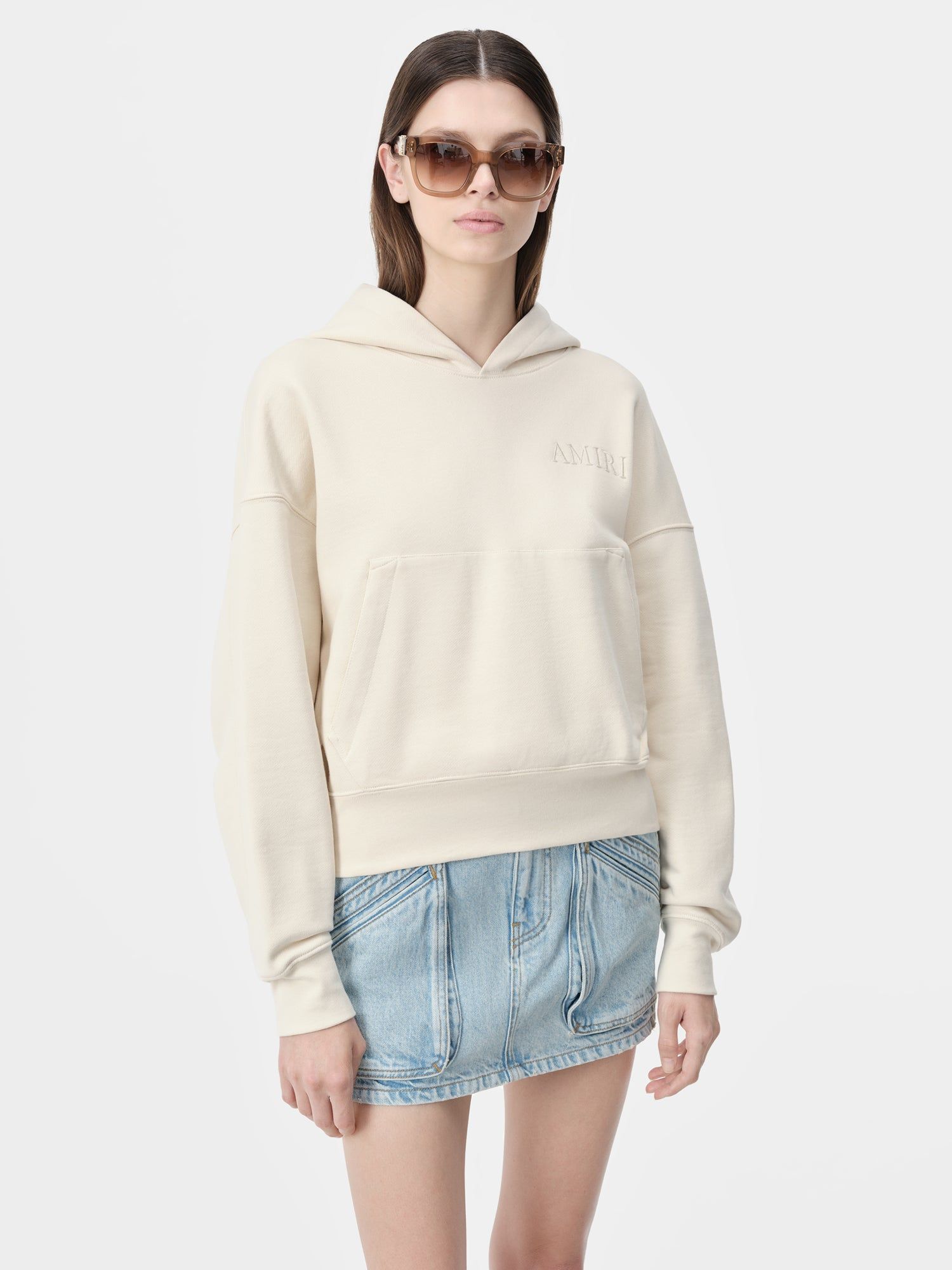 Amiri Embroidered Hoodie Women Sweatshirts Alabaster | UKBMSZF-10