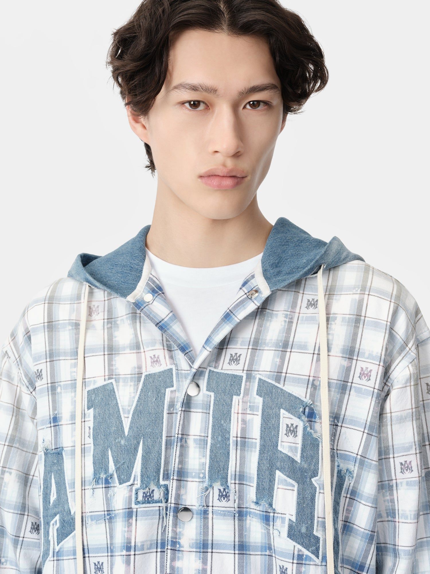 Amiri Hooded Overshirt Men Shirts Cerulean | VLOSCGE-27