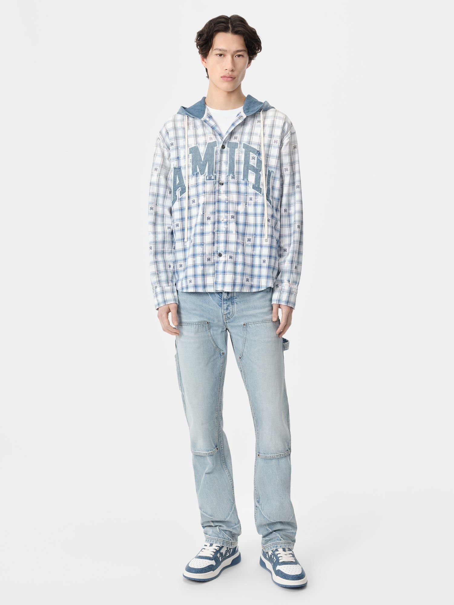Amiri Hooded Overshirt Men Shirts Cerulean | VLOSCGE-27