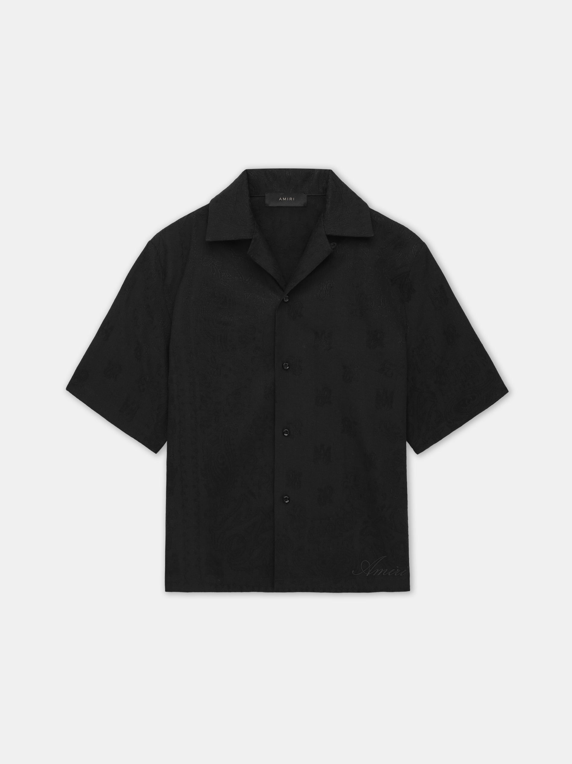 Amiri Ma Bandana Linen Camp Shirt Men Shirts Black | OQKYRMD-15