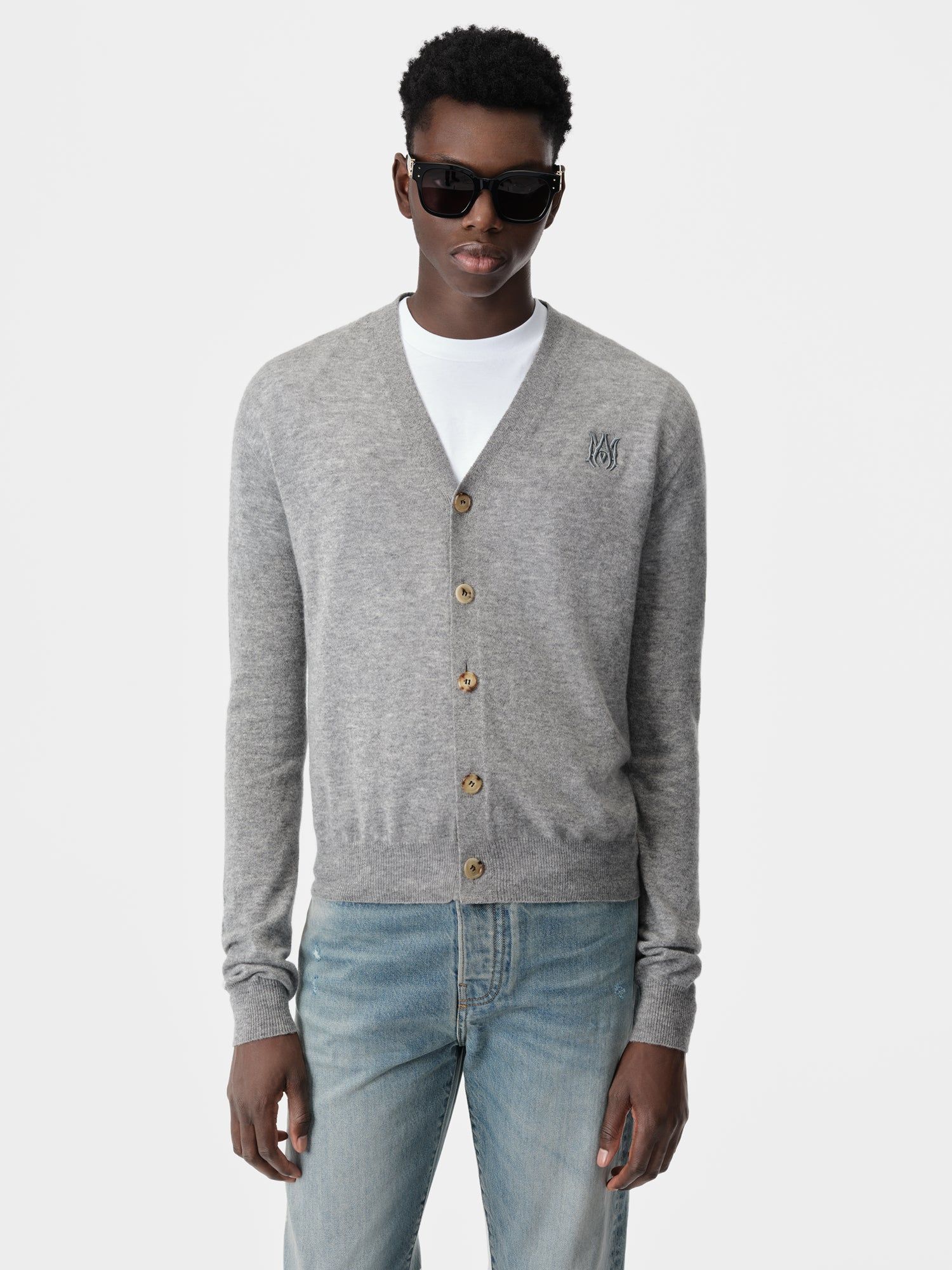 Amiri Ma Cardigan Men Knitwear Grey | PSIDQZC-81