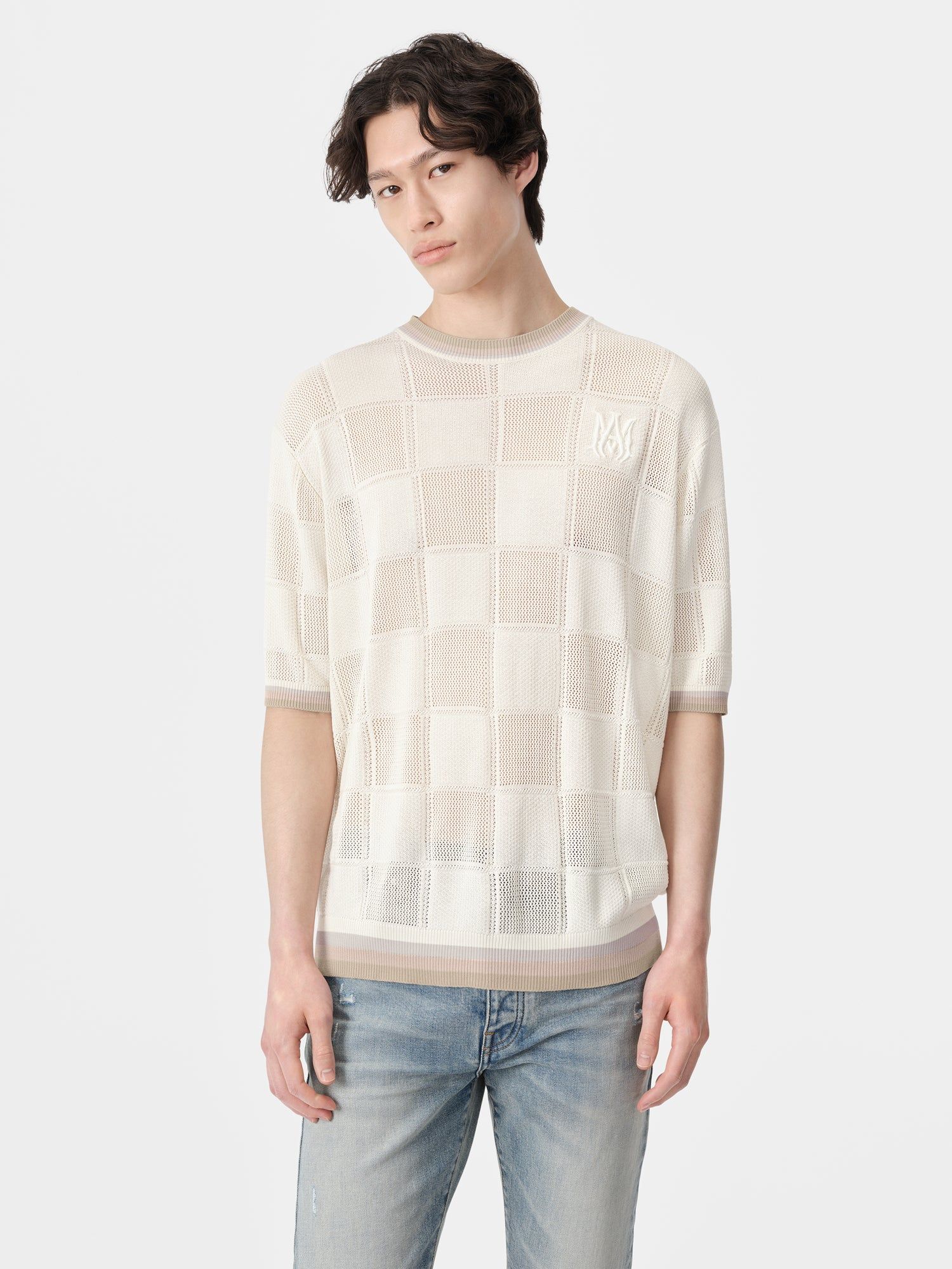 Amiri Ma Checkered Tee Men Knitwear Birch | YRGNZXB-34