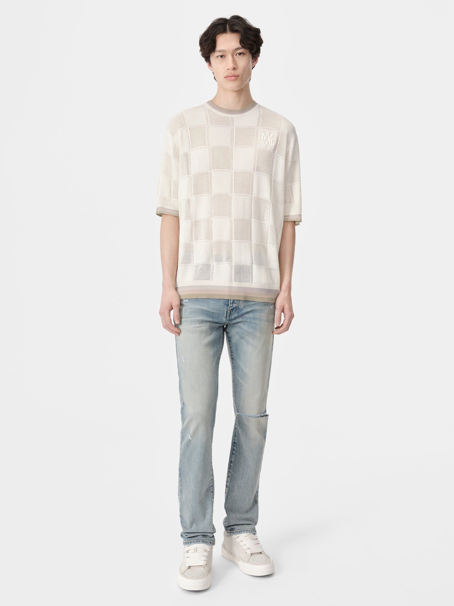 Amiri Ma Checkered Tee Men Knitwear Birch | YRGNZXB-34