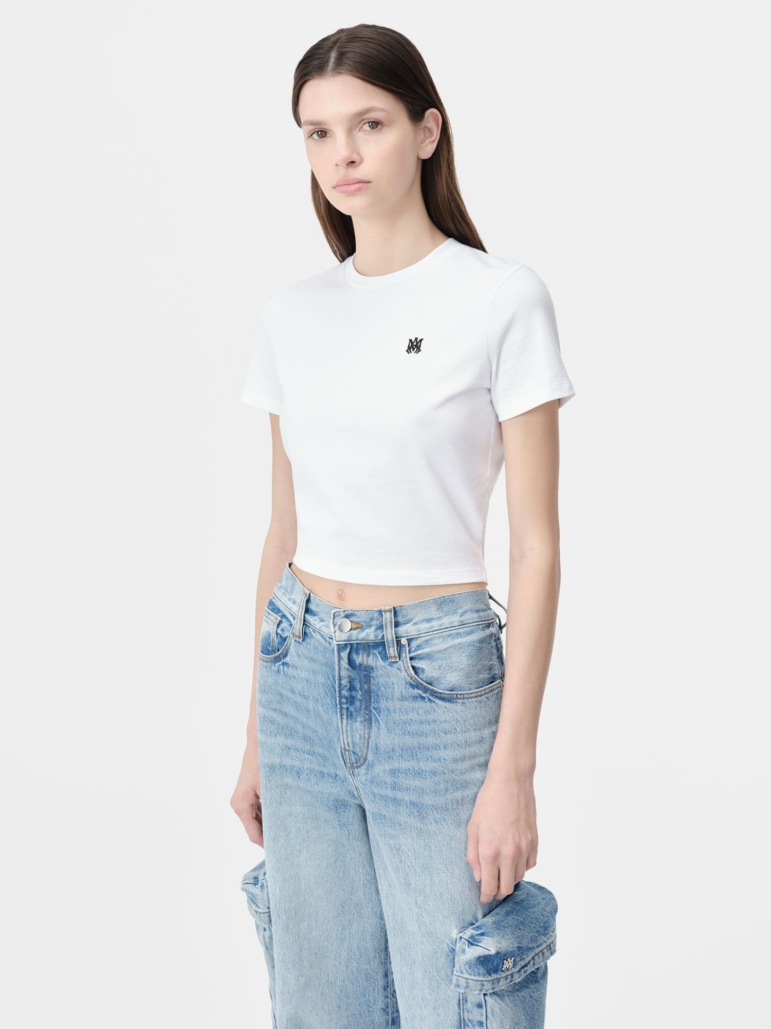 Amiri Ma Embroidered Baby Tee Women T Shirts White | VETJQBD-01