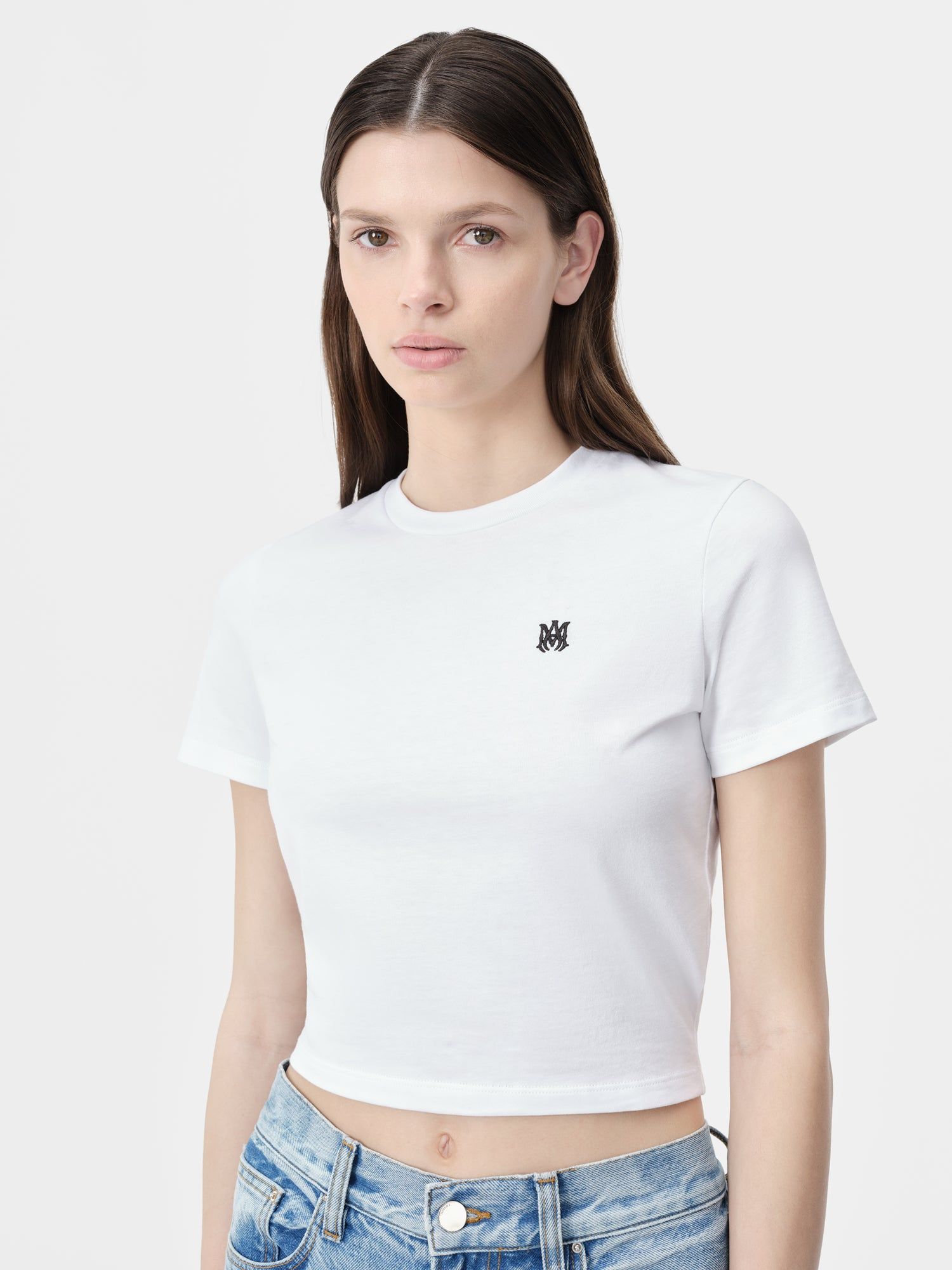 Amiri Ma Embroidered Baby Tee Women T Shirts White | VETJQBD-01