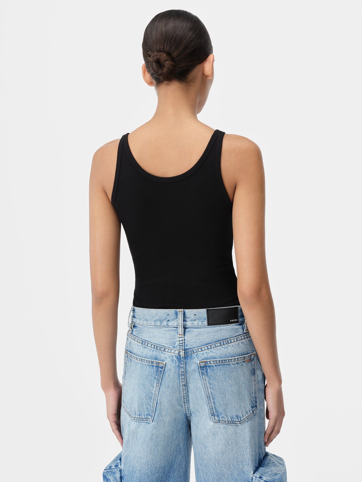 Amiri Ma Embroidered Ribbed Tank Women T Shirts Black | SJXRTIB-96