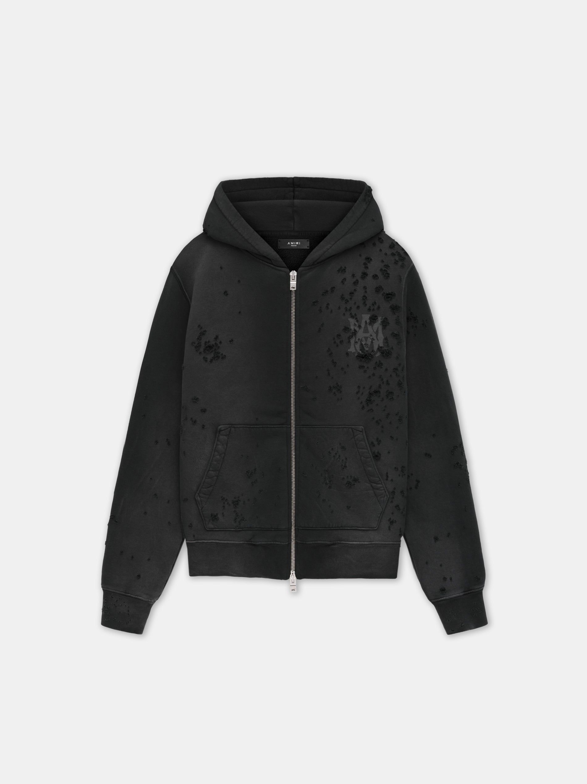 Amiri Ma Logo Shotgun Zip Hoodie Men Sweatshirts Black | IWGKETO-13