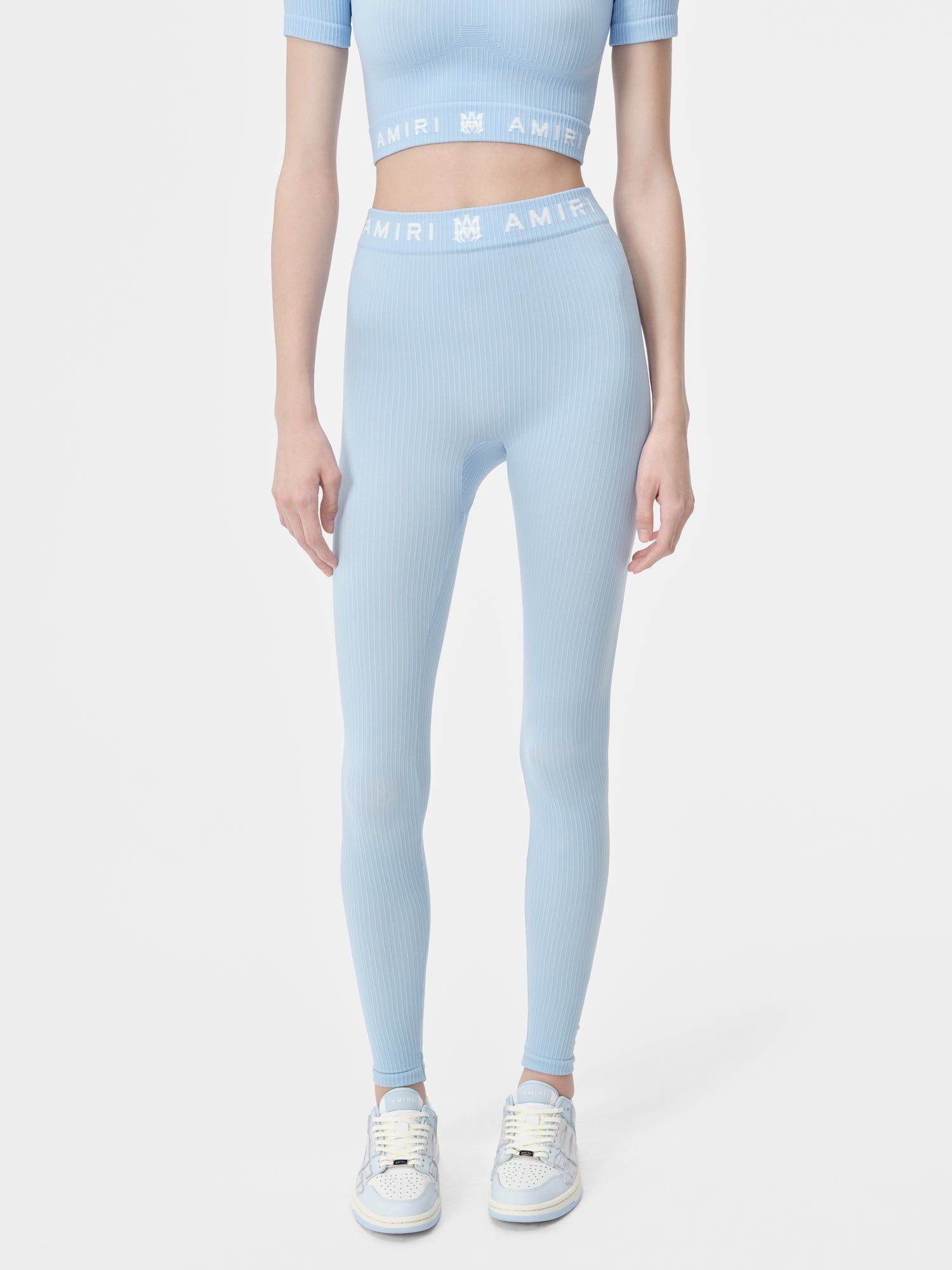 Amiri Ma Ribbed Seamless Legging Women Activewear Cerulean | DLTXUSQ-59