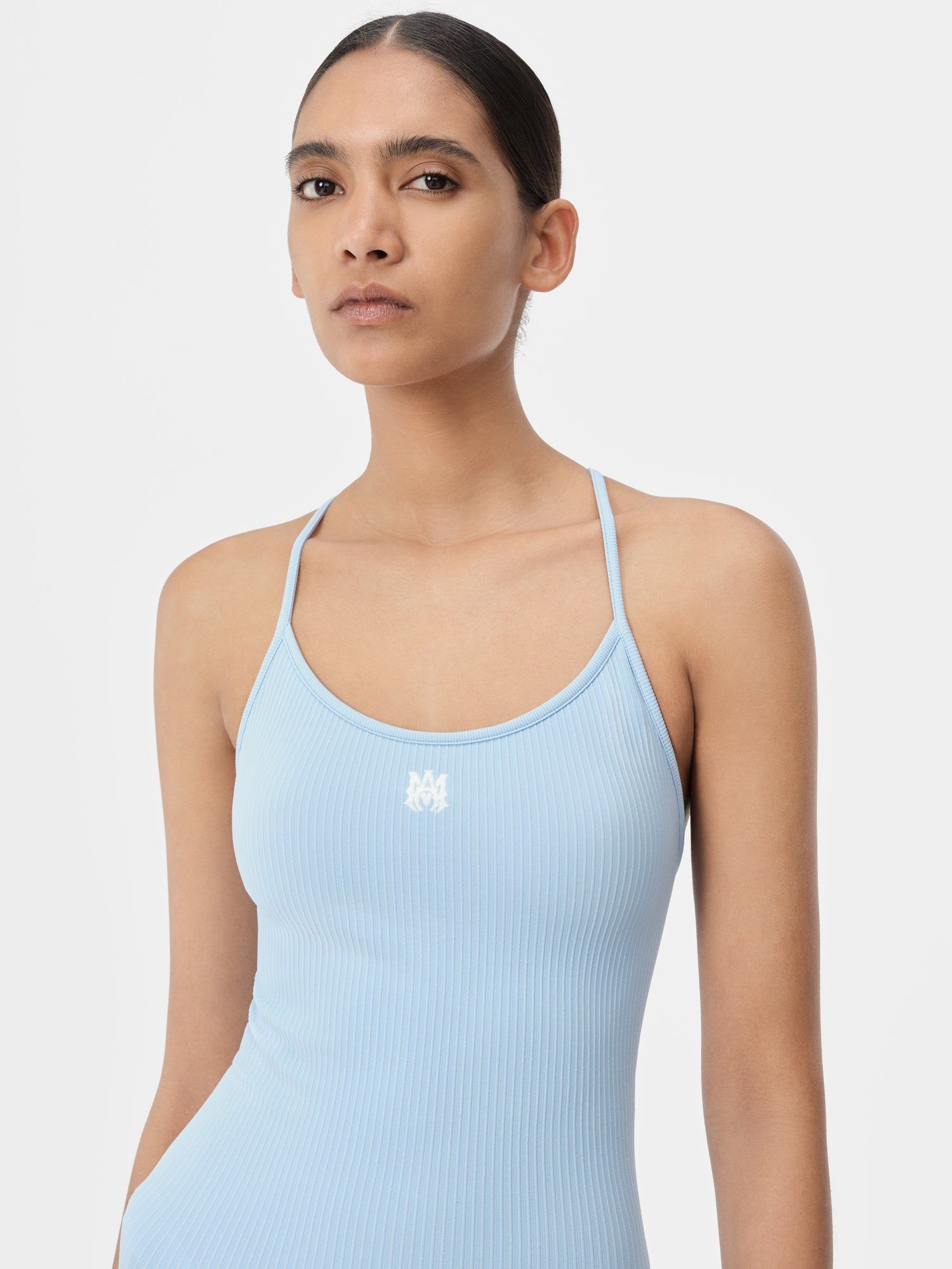 Amiri Ma Ribbed Seamless Romper Women Activewear Cerulean | KOSGYFQ-52