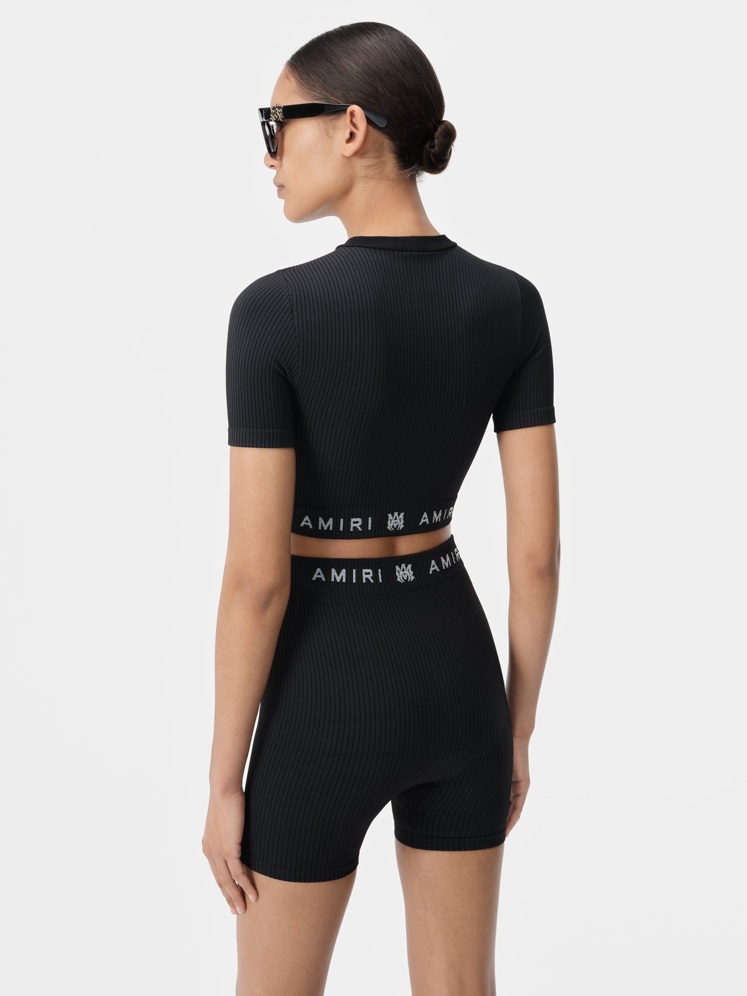 Amiri Ma Ribbed Seamless S/S Top Women Activewear Black | GCJNXOS-41
