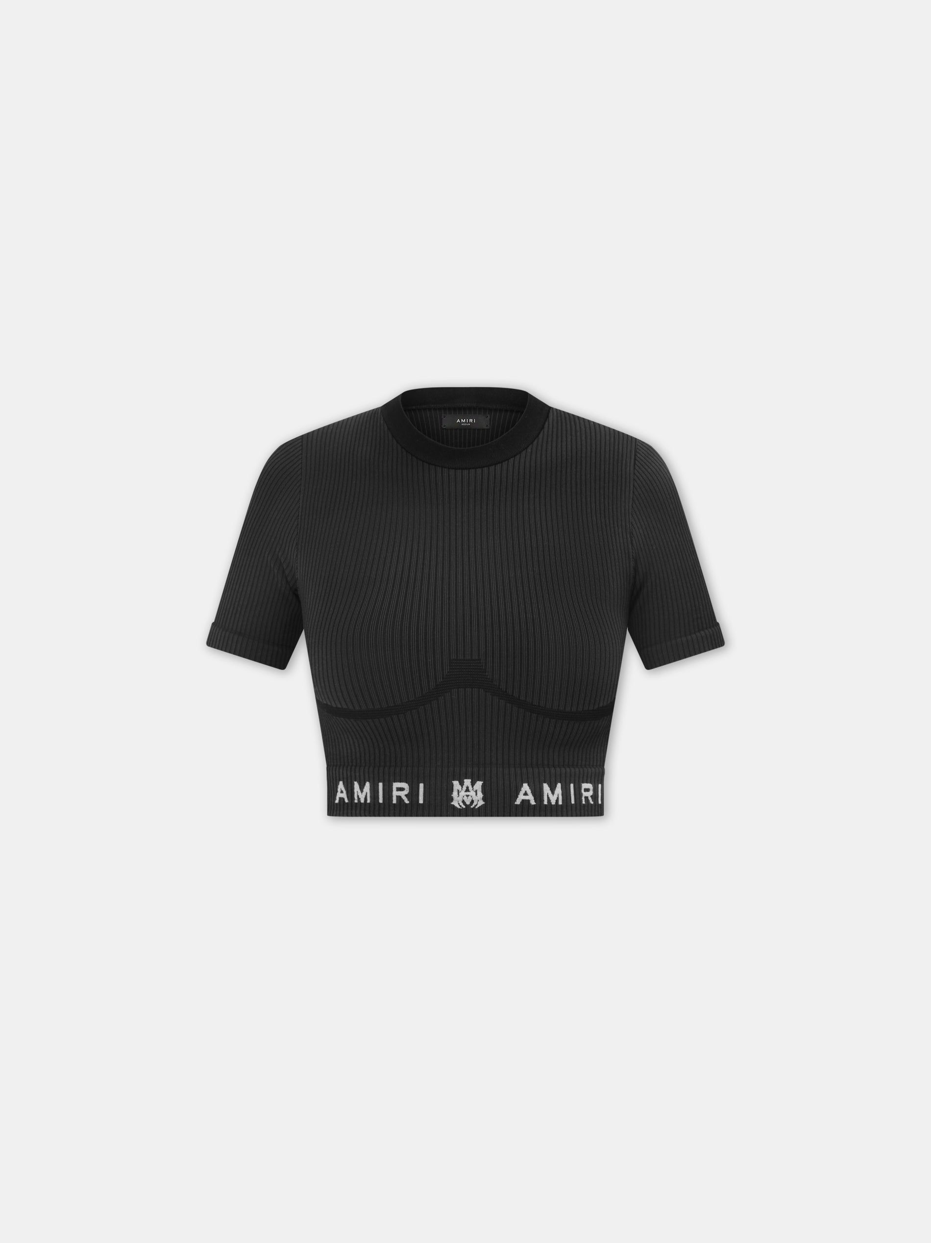 Amiri Ma Ribbed Seamless S/S Top Women Activewear Black | GCJNXOS-41