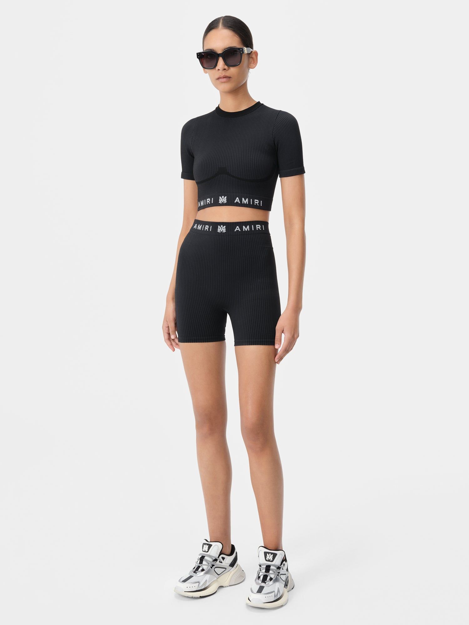 Amiri Ma Ribbed Seamless S/S Top Women Activewear Black | GCJNXOS-41