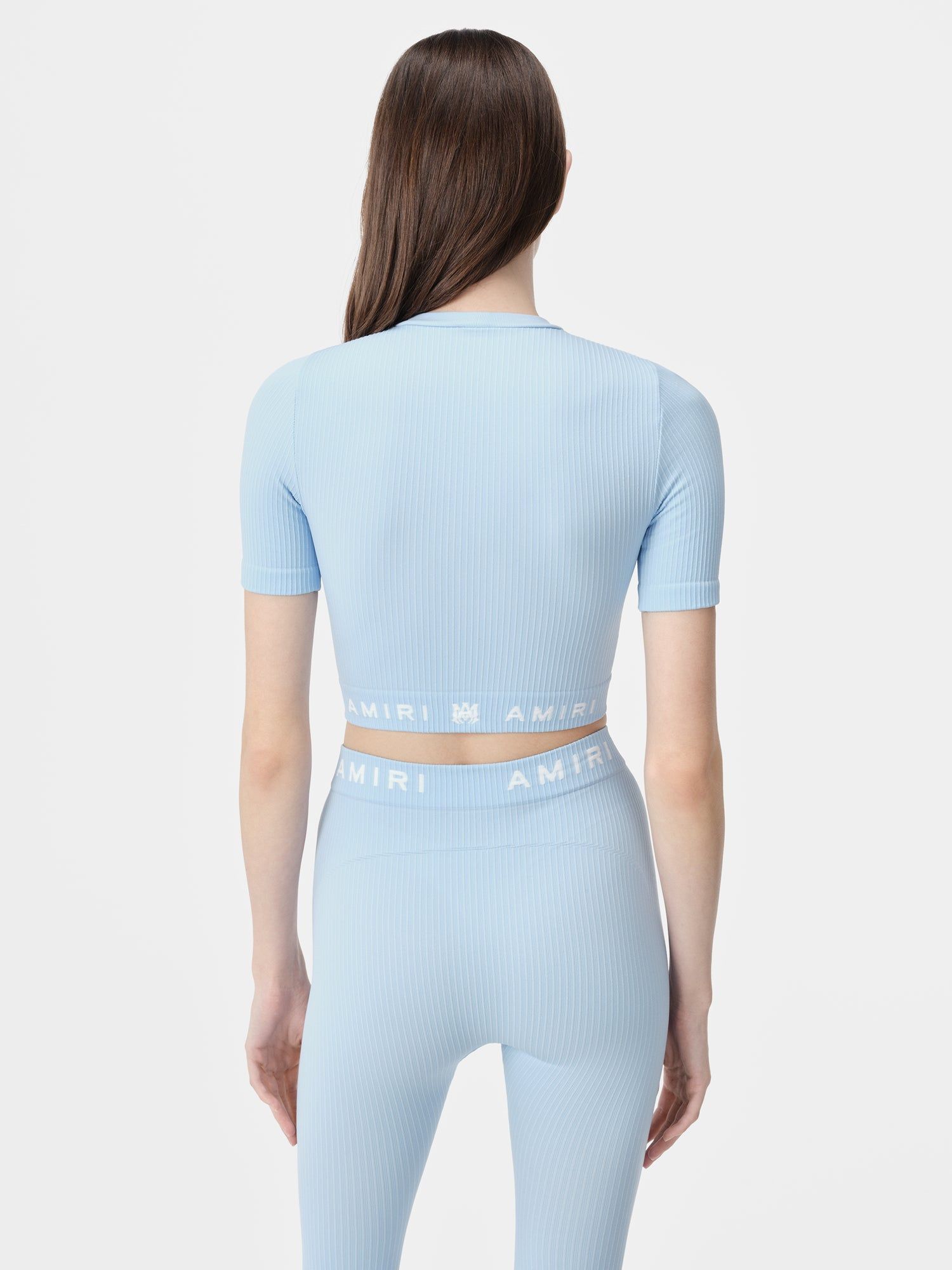 Amiri Ma Ribbed Seamless S/S Top Women Activewear Cerulean | UPAINTE-45