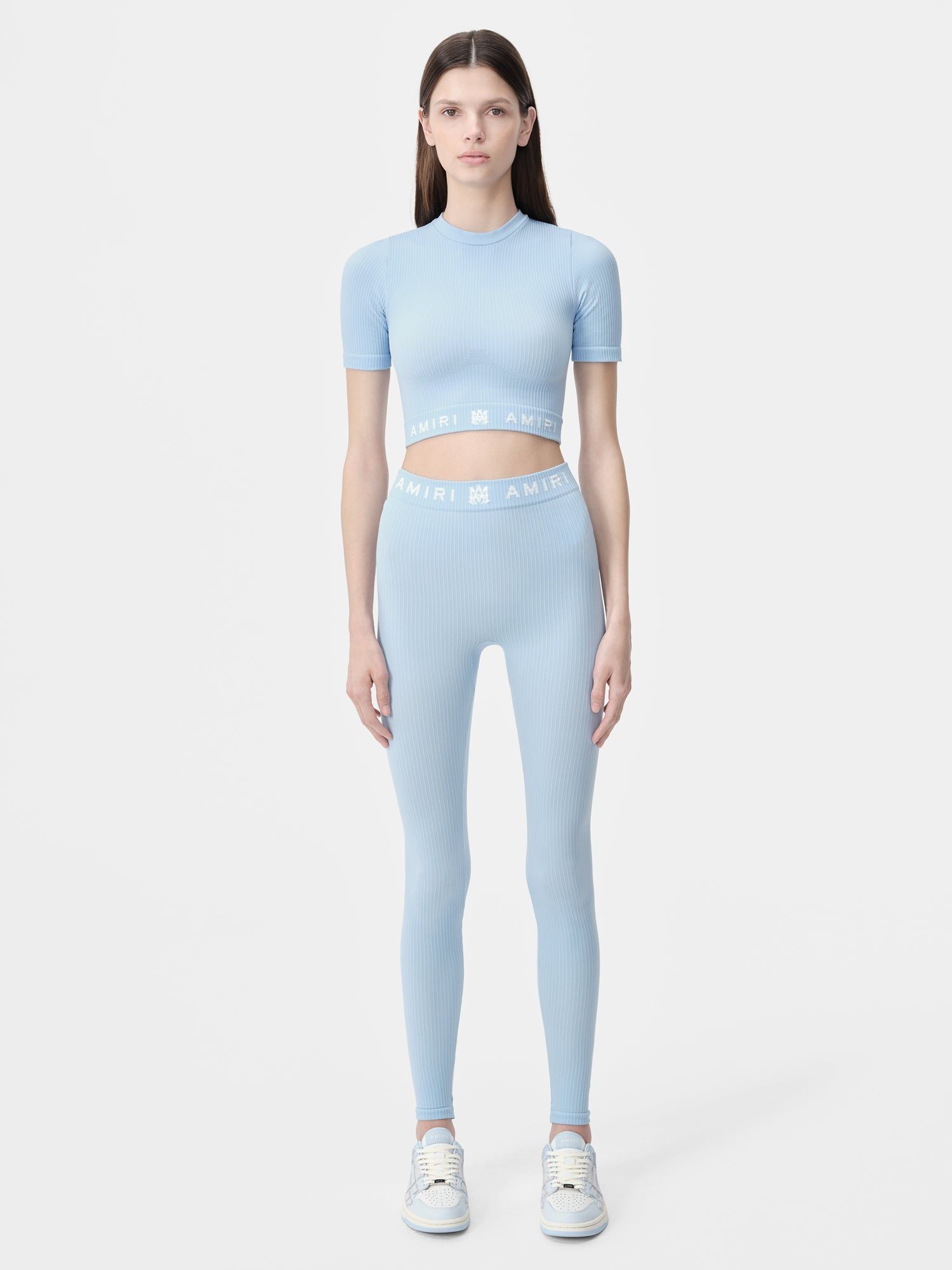 Amiri Ma Ribbed Seamless S/S Top Women Activewear Cerulean | UPAINTE-45