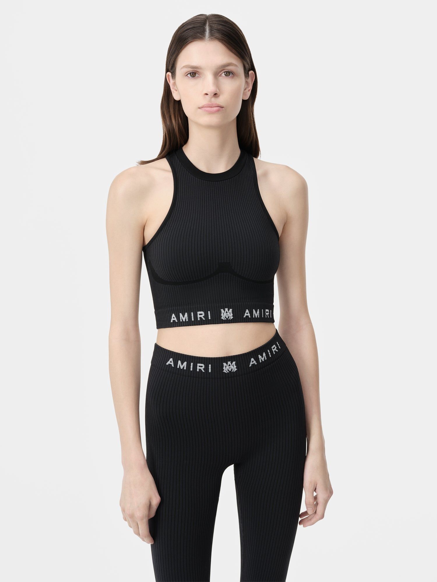 Amiri Ma Ribbed Seamless Tank Top Women Activewear Black | SLMIGDN-07