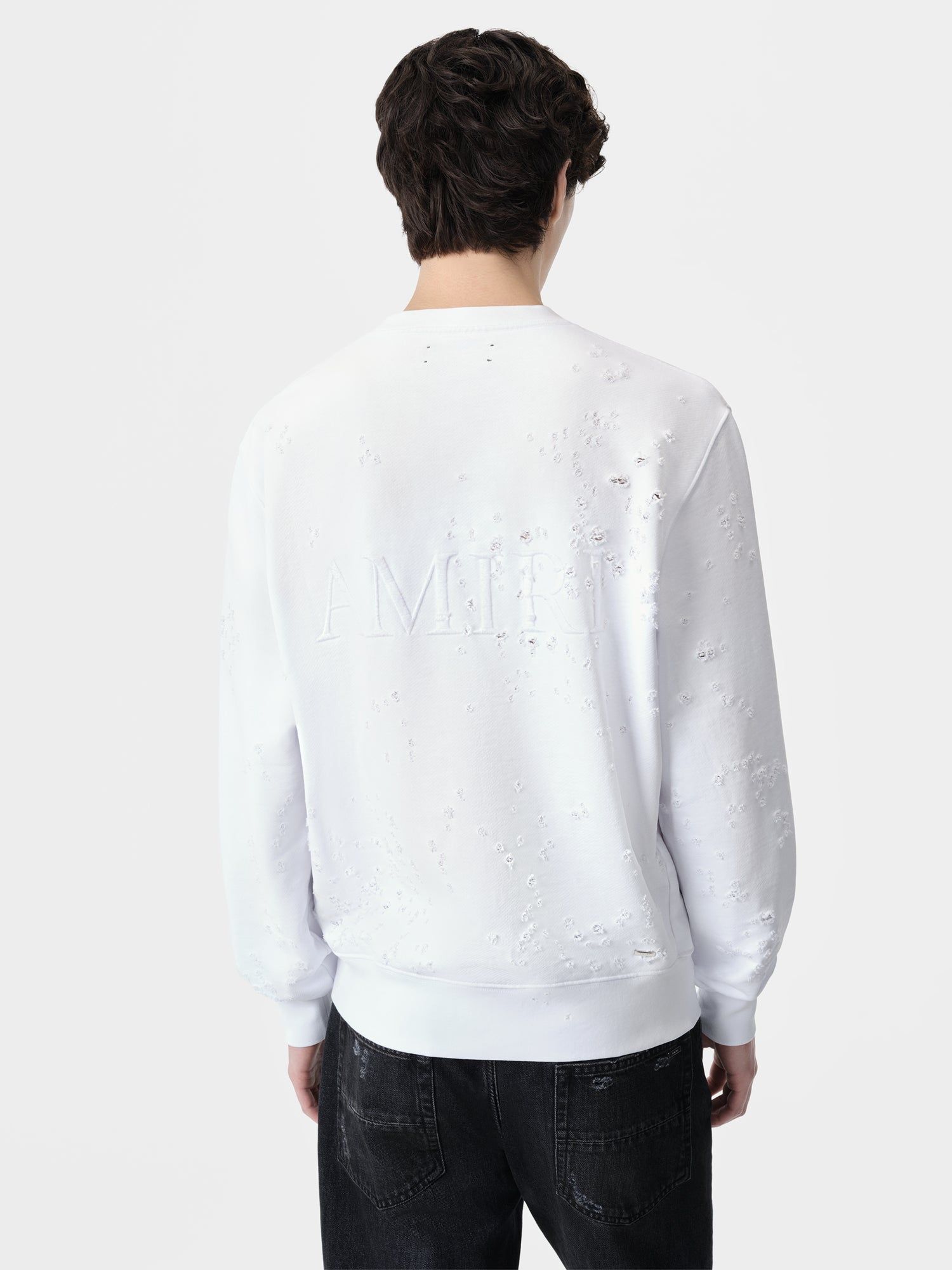 Amiri Ma Shotgun Embroidered Crew Men Sweatshirts White | YBLCVQR-25