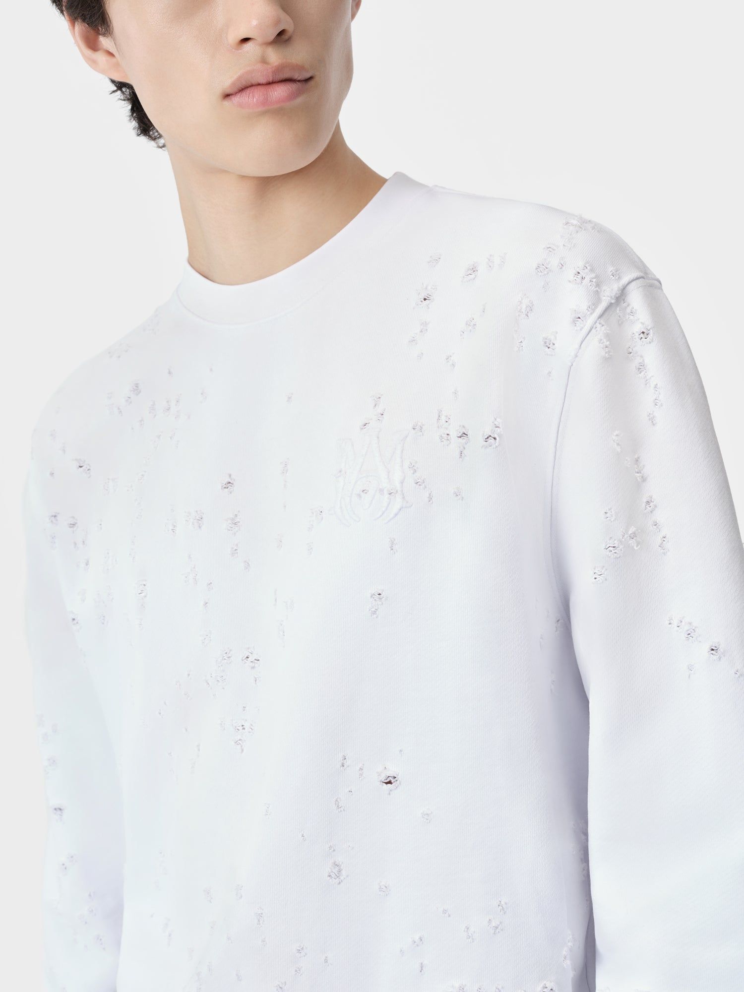 Amiri Ma Shotgun Embroidered Crew Men Sweatshirts White | YBLCVQR-25