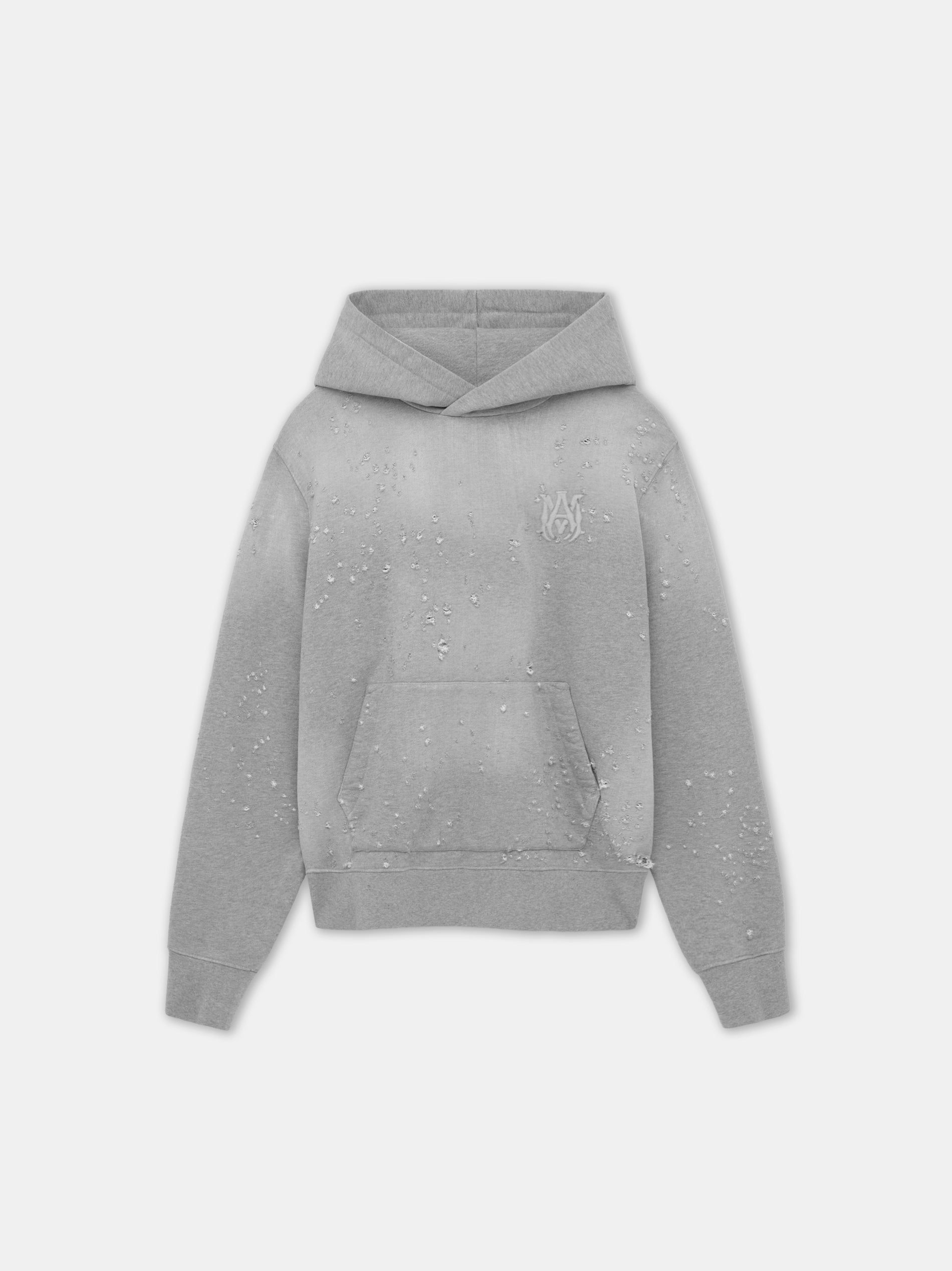 Amiri Ma Shotgun Embroidered Hoodie Men Sweatshirts Grey | LJCAUXD-28