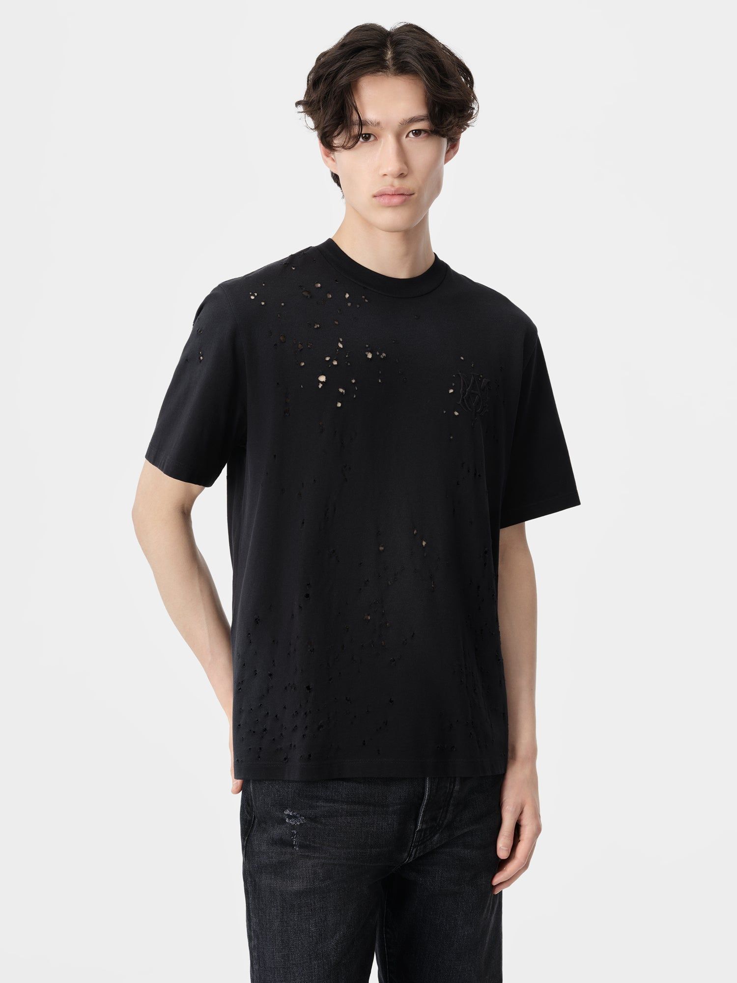 Amiri Ma Shotgun Embroidered Tee Men T Shirts Black | HIRTNWD-57