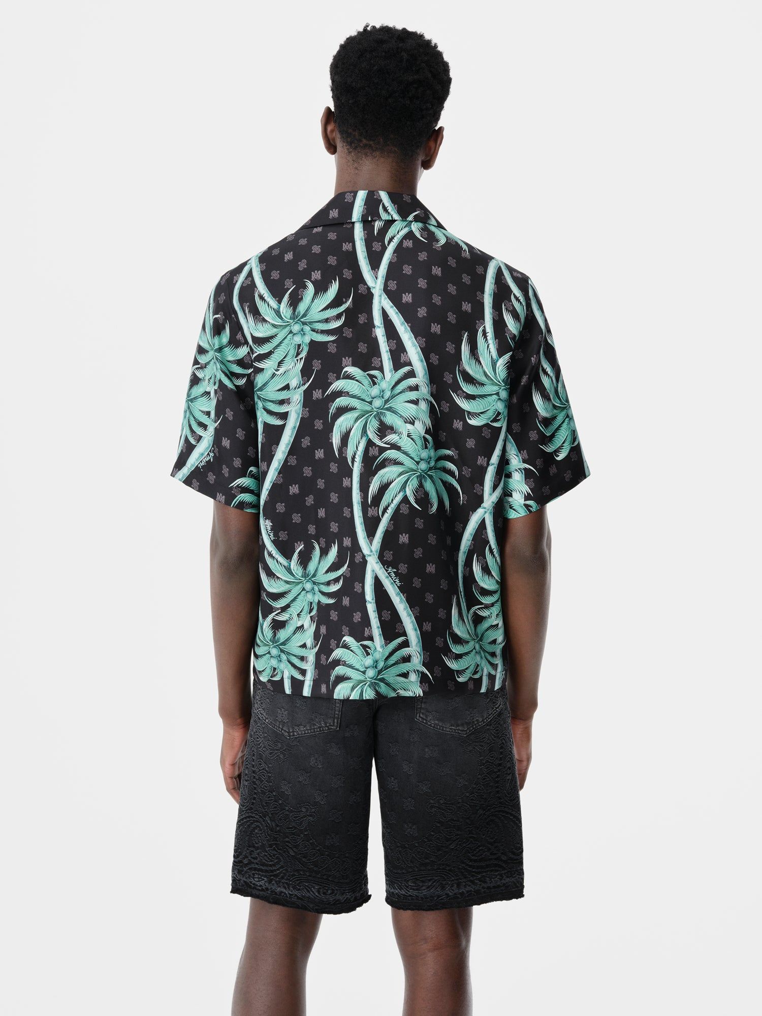 Amiri Palm Bowling Shirt Men Shirts Black | SCNGHPM-62