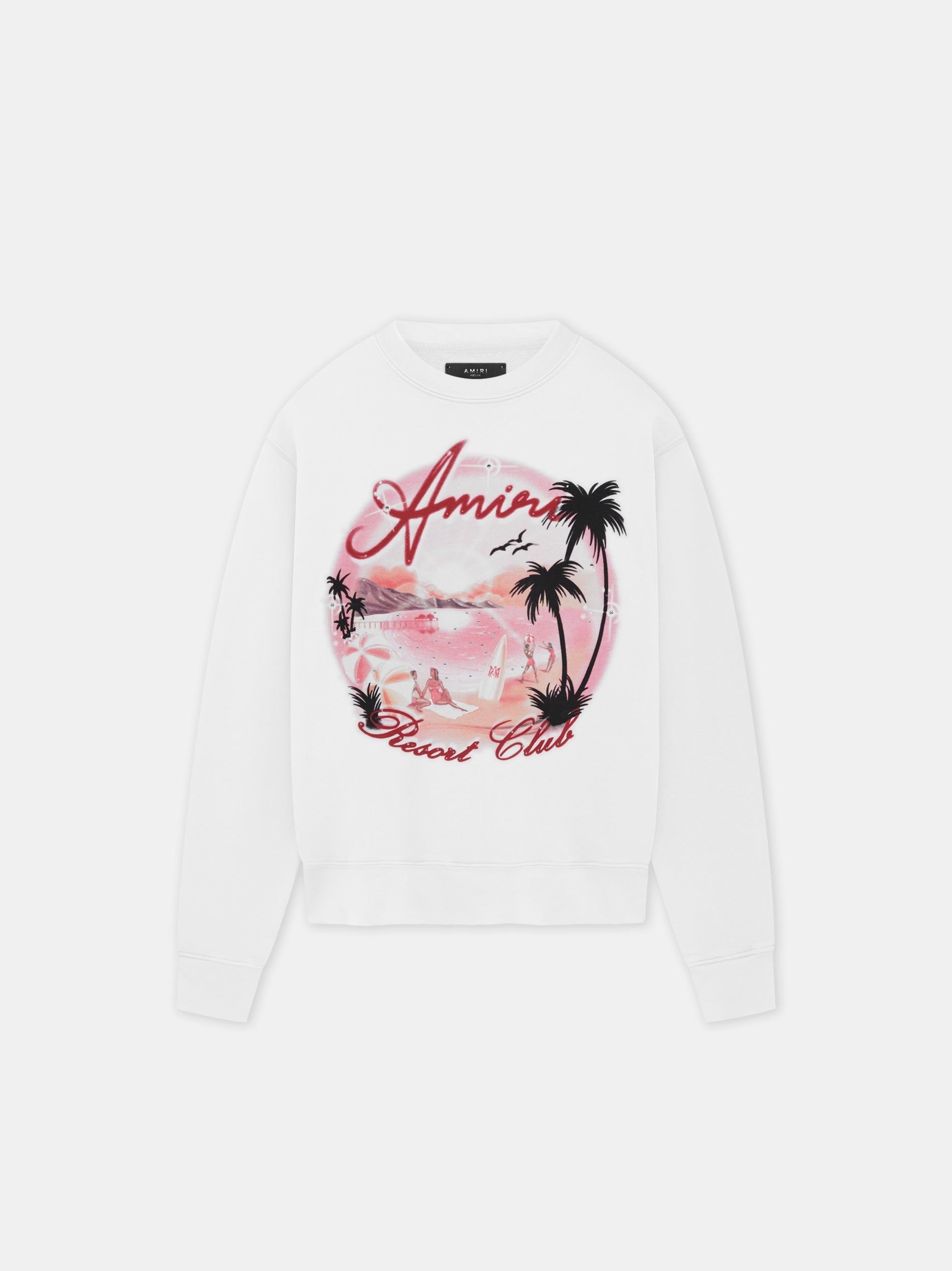 Amiri Paradise Airbrush Crew Men Sweatshirts White | BIMXDYA-37