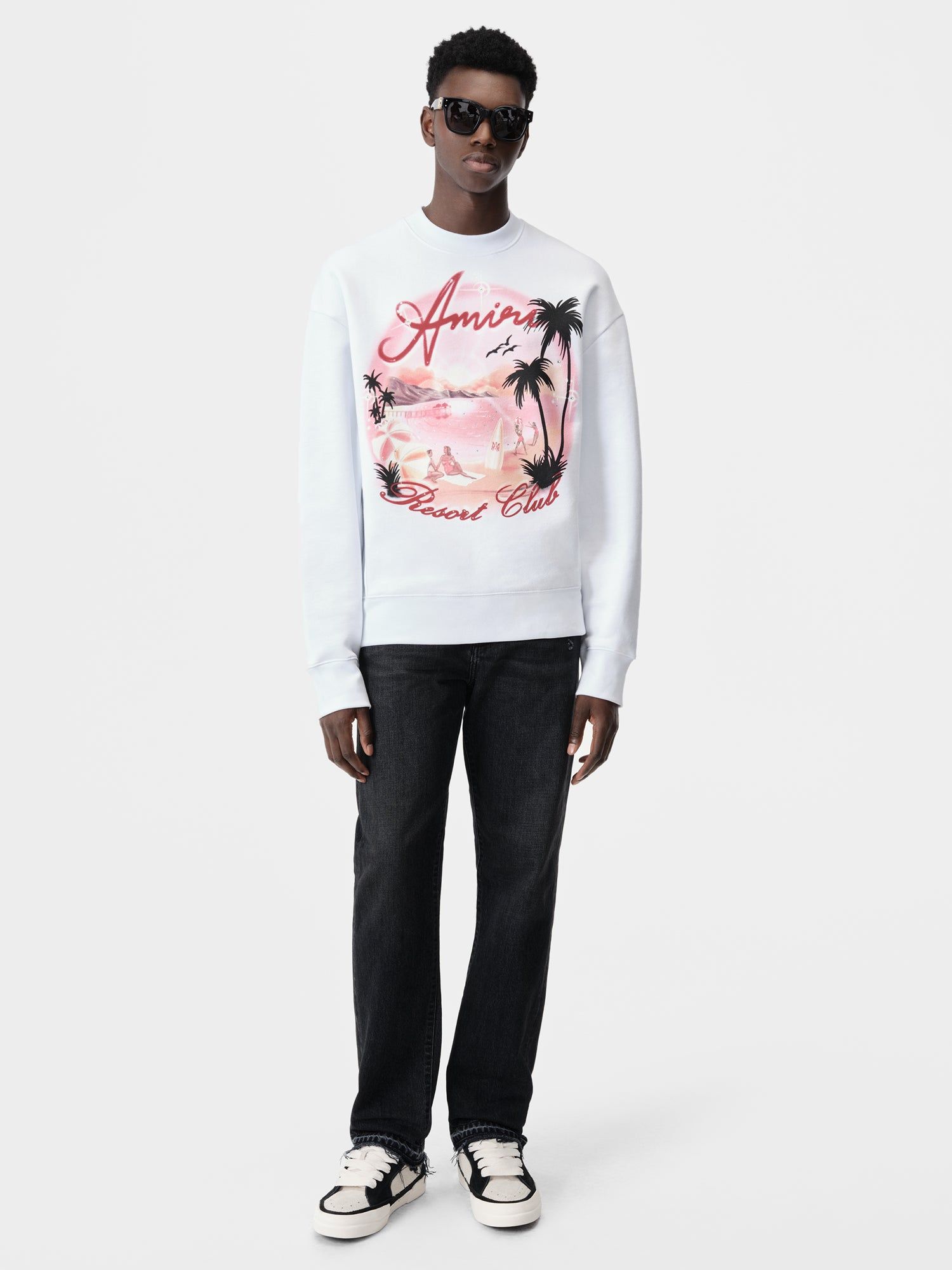 Amiri Paradise Airbrush Crew Men Sweatshirts White | BIMXDYA-37