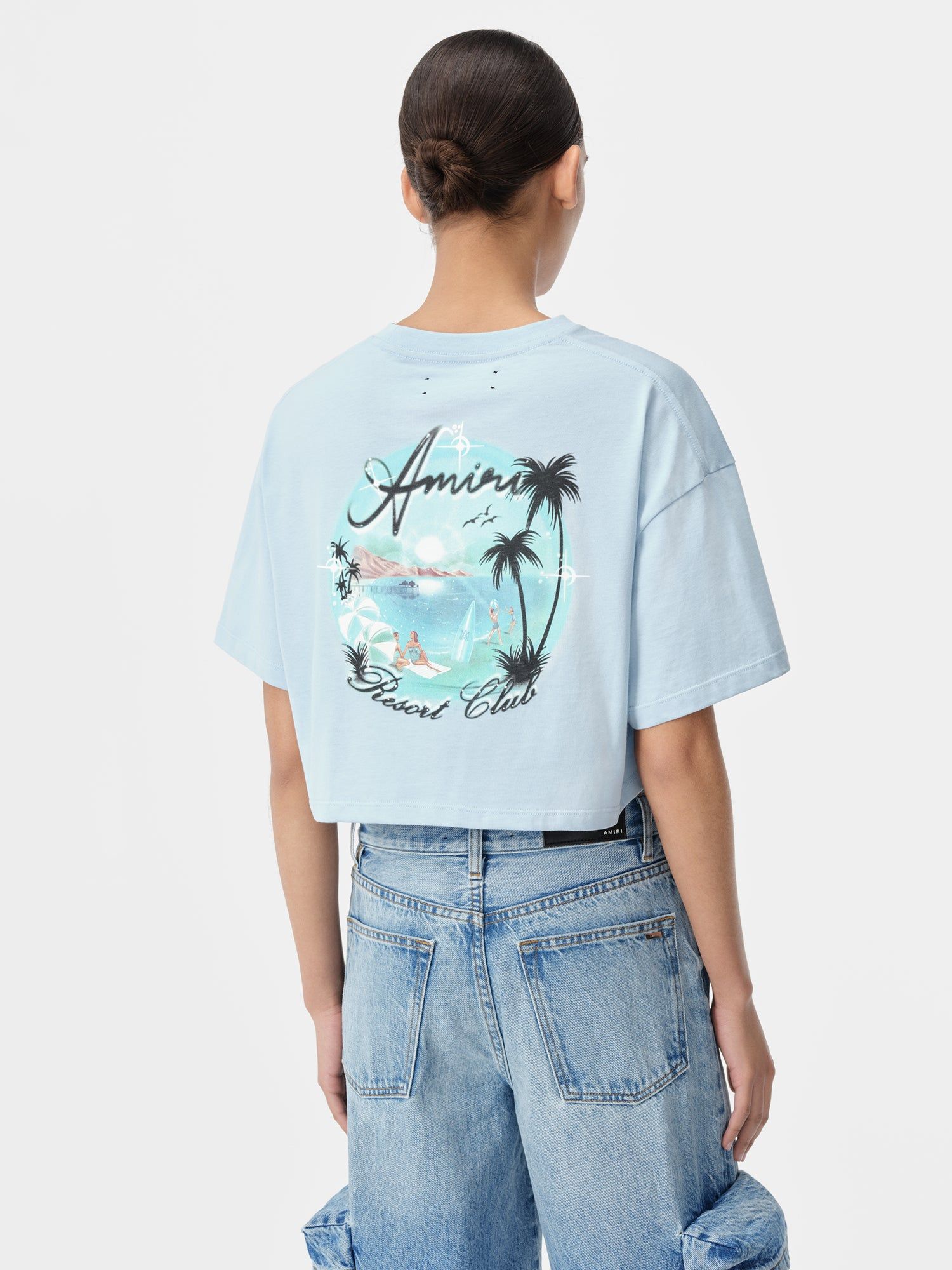 Amiri Paradise Airbrush Tee Women T Shirts Cerulean | WFUYTRQ-96
