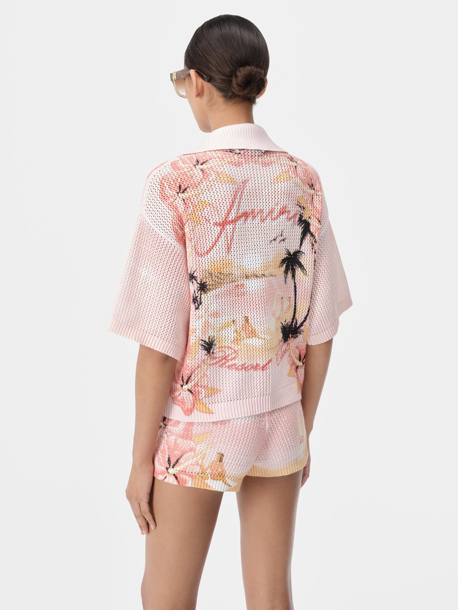 Amiri Paradise Crochet Polo Women Shirts Rosewater | ZGQVIYR-31