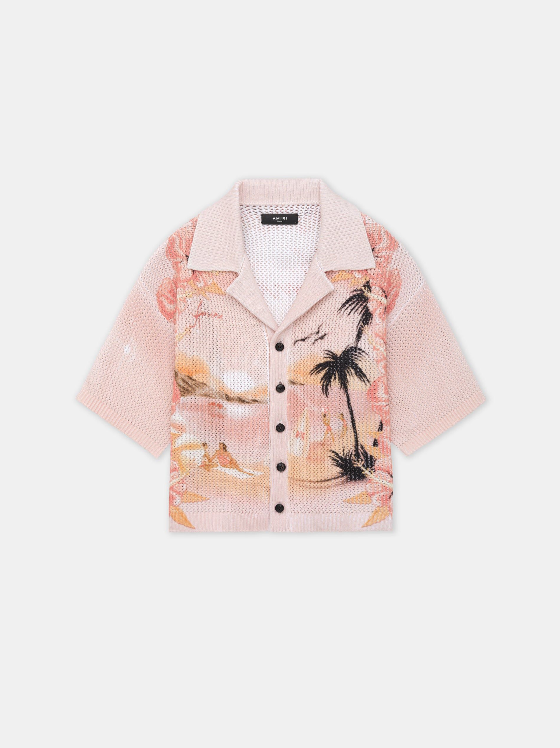Amiri Paradise Crochet Polo Women Shirts Rosewater | ZGQVIYR-31