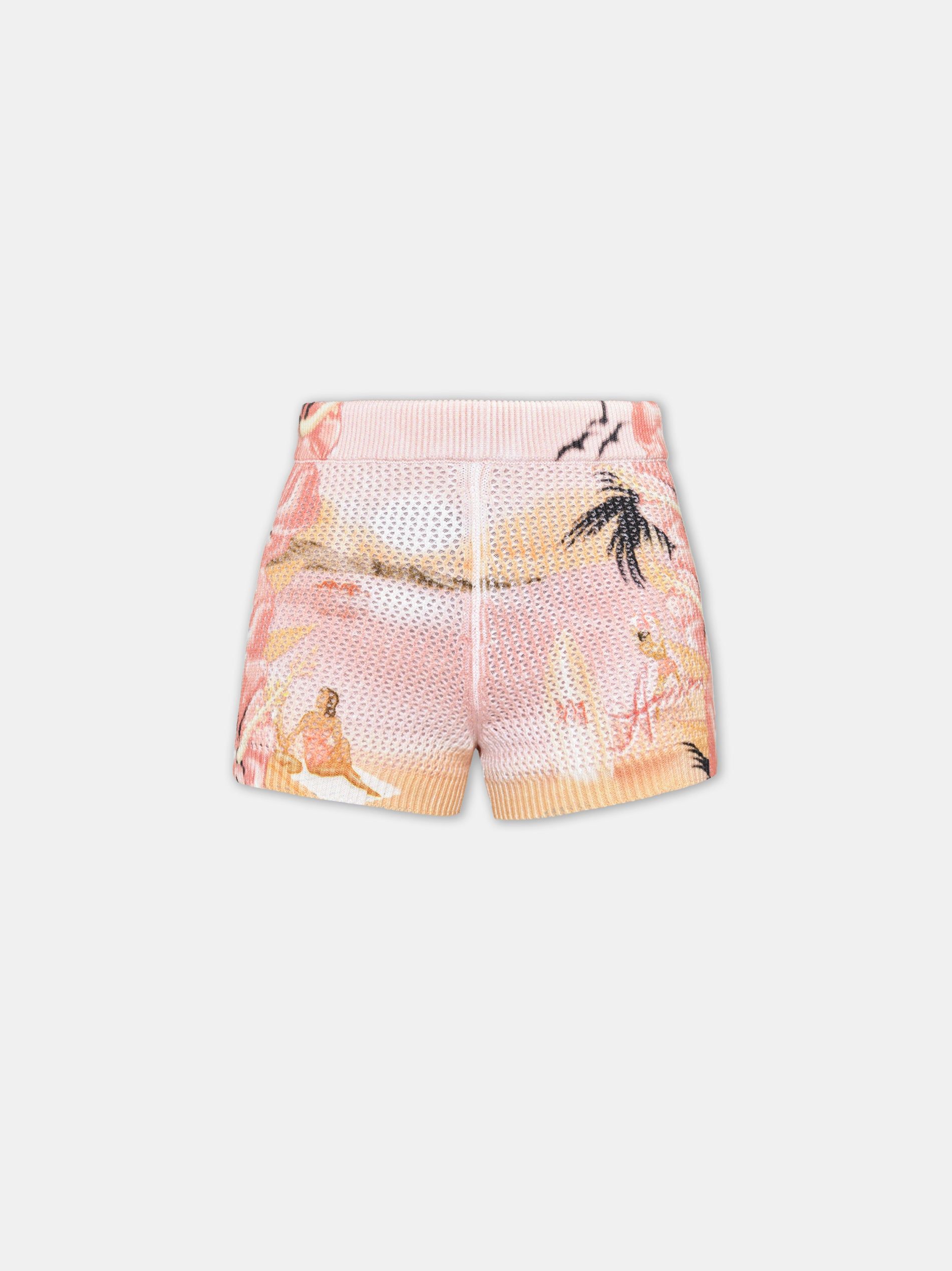 Amiri Paradise Crochet Short Women Knitwear Rosewater | FEWNVBR-38