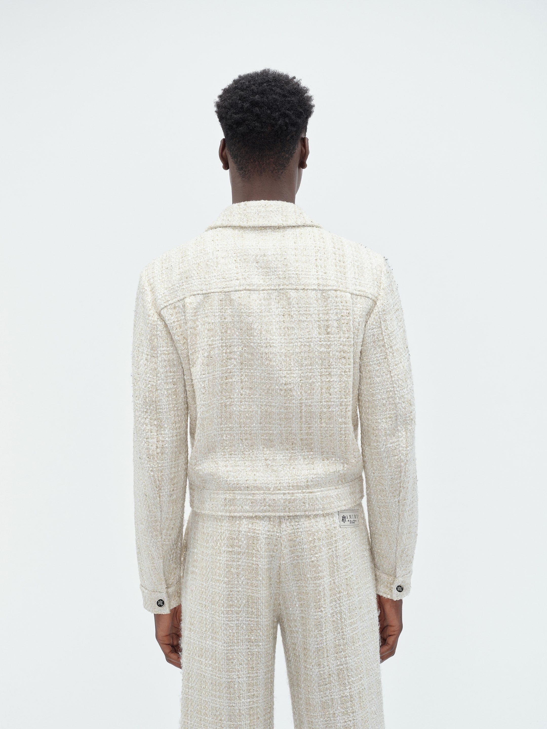 Amiri Sequin Boucle Shirt Jacket Men Outerwear Alabaster | WIHRLNP-67