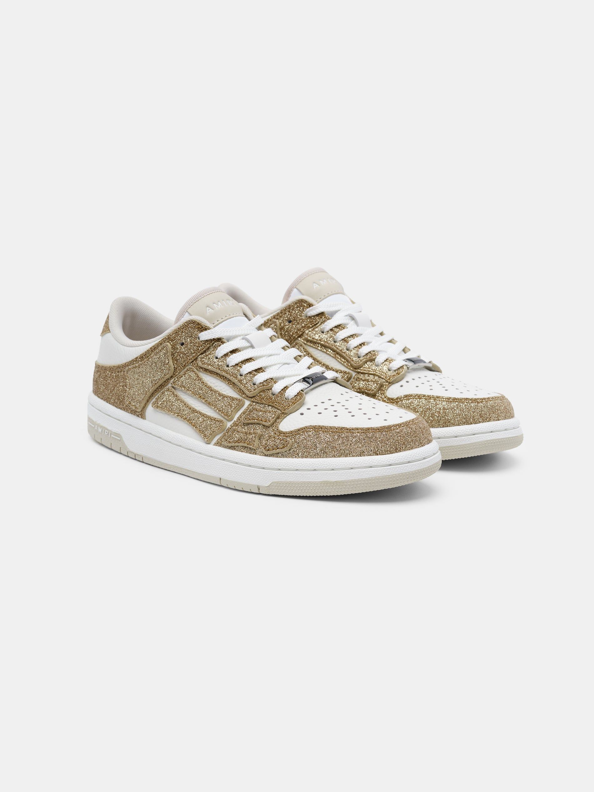 Amiri Shimmer Skel-top Low Women Sneakers White Gold | ZOLEIDA-83