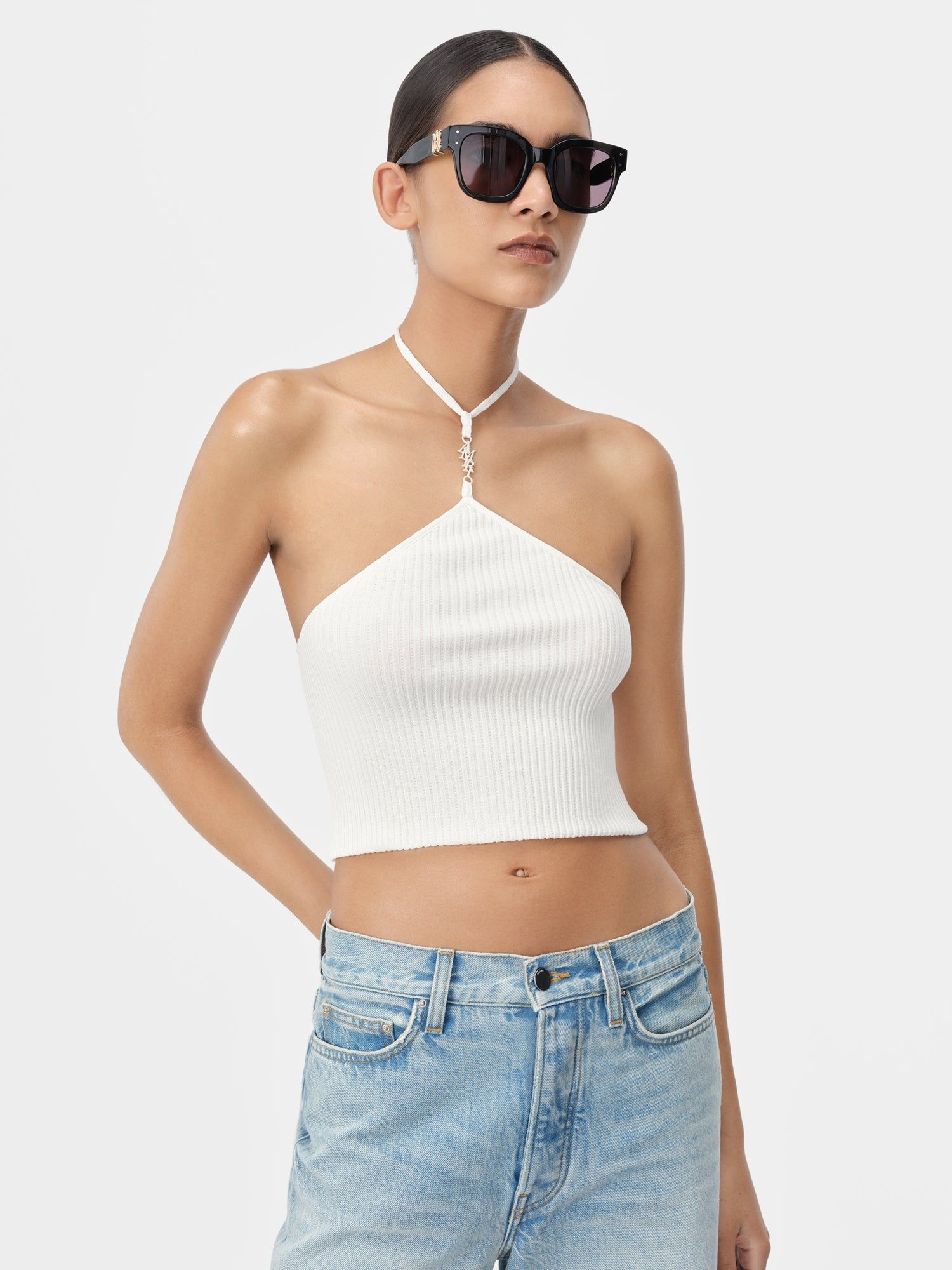 Amiri Stacked Halter Top Women Knitwear Alabaster | SECINOA-12