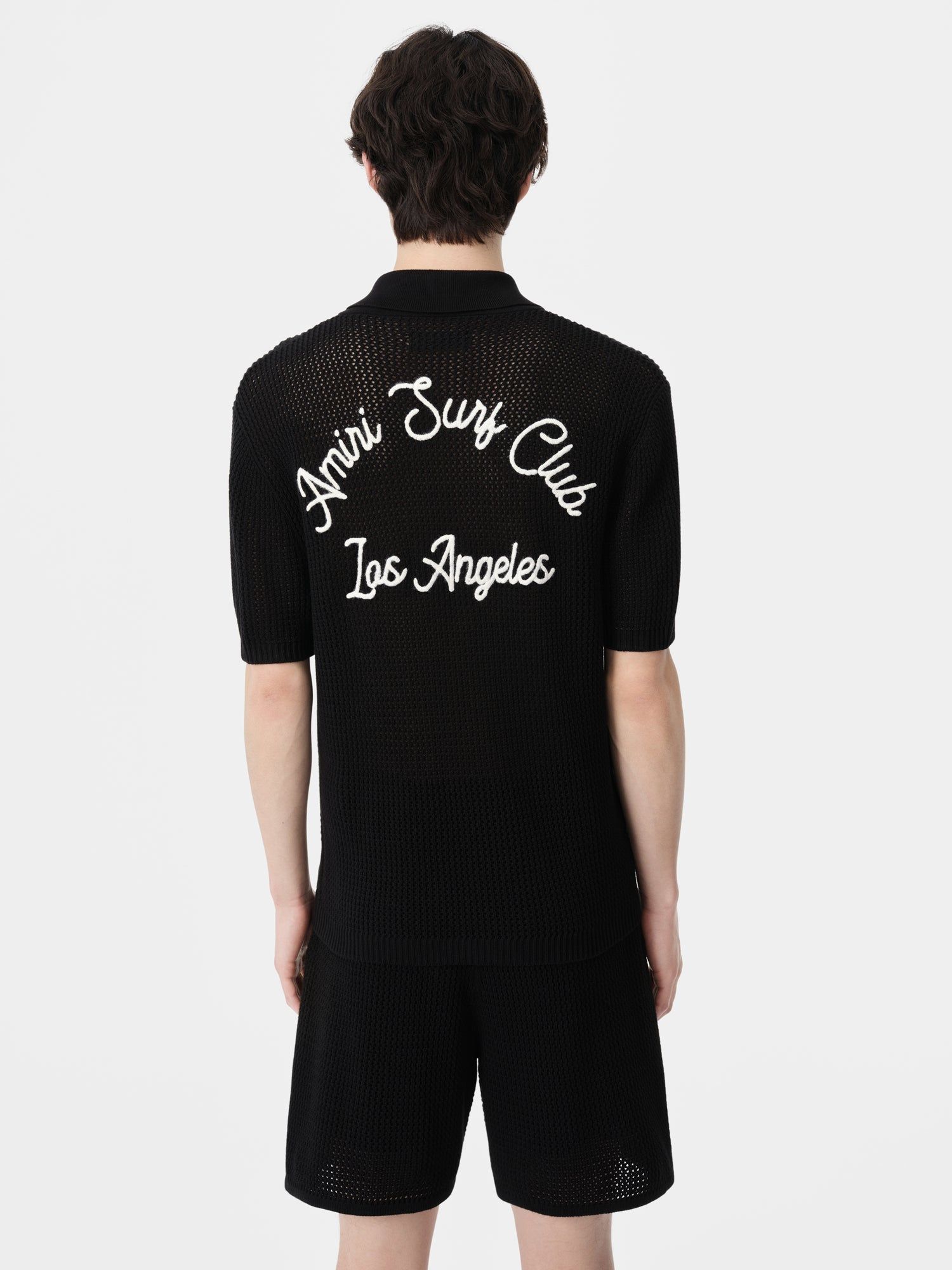 Amiri Surf Club Crotchet Polo Men Shirts Black | UCAOQTL-02