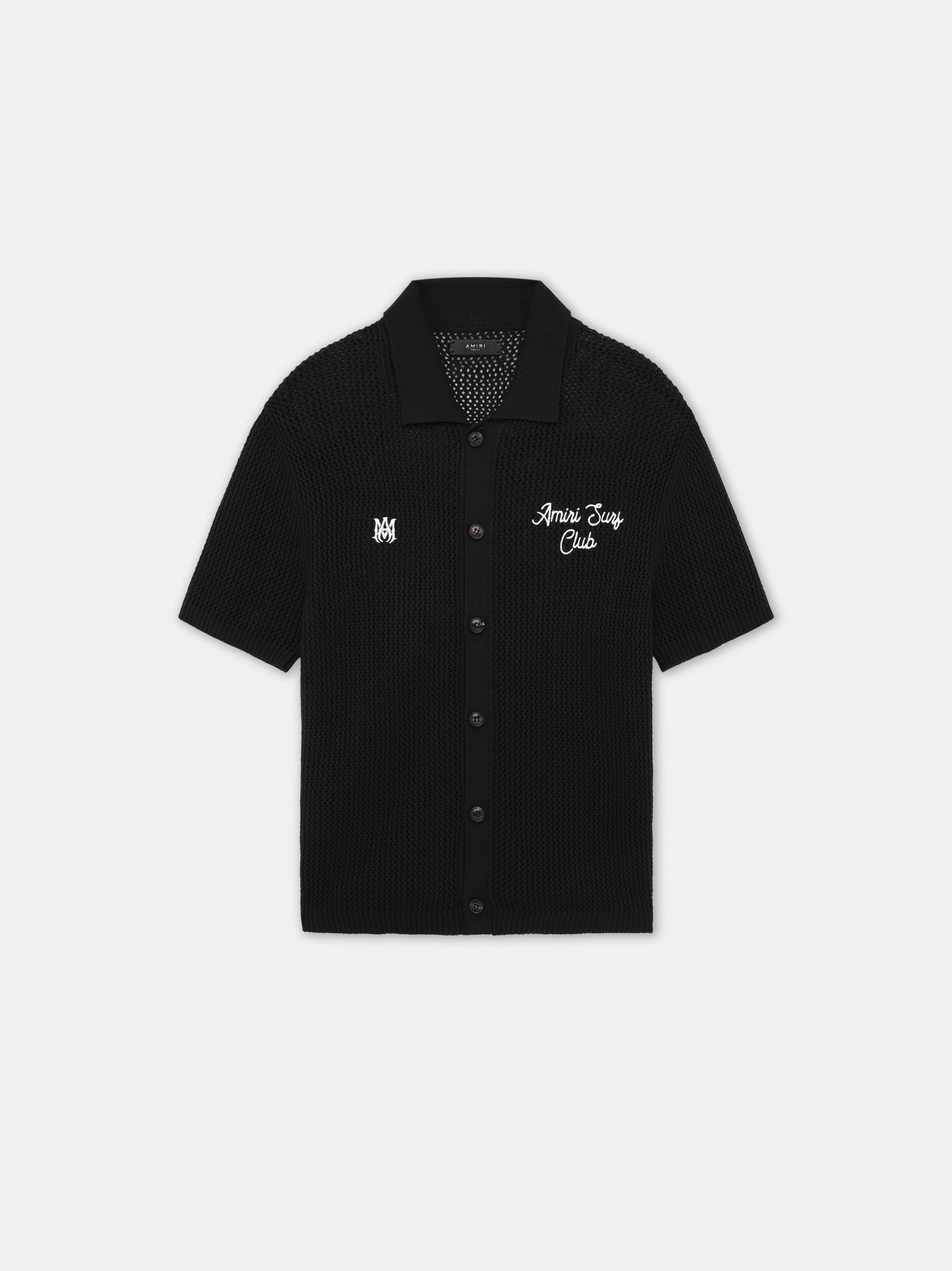 Amiri Surf Club Crotchet Polo Men Shirts Black | UCAOQTL-02