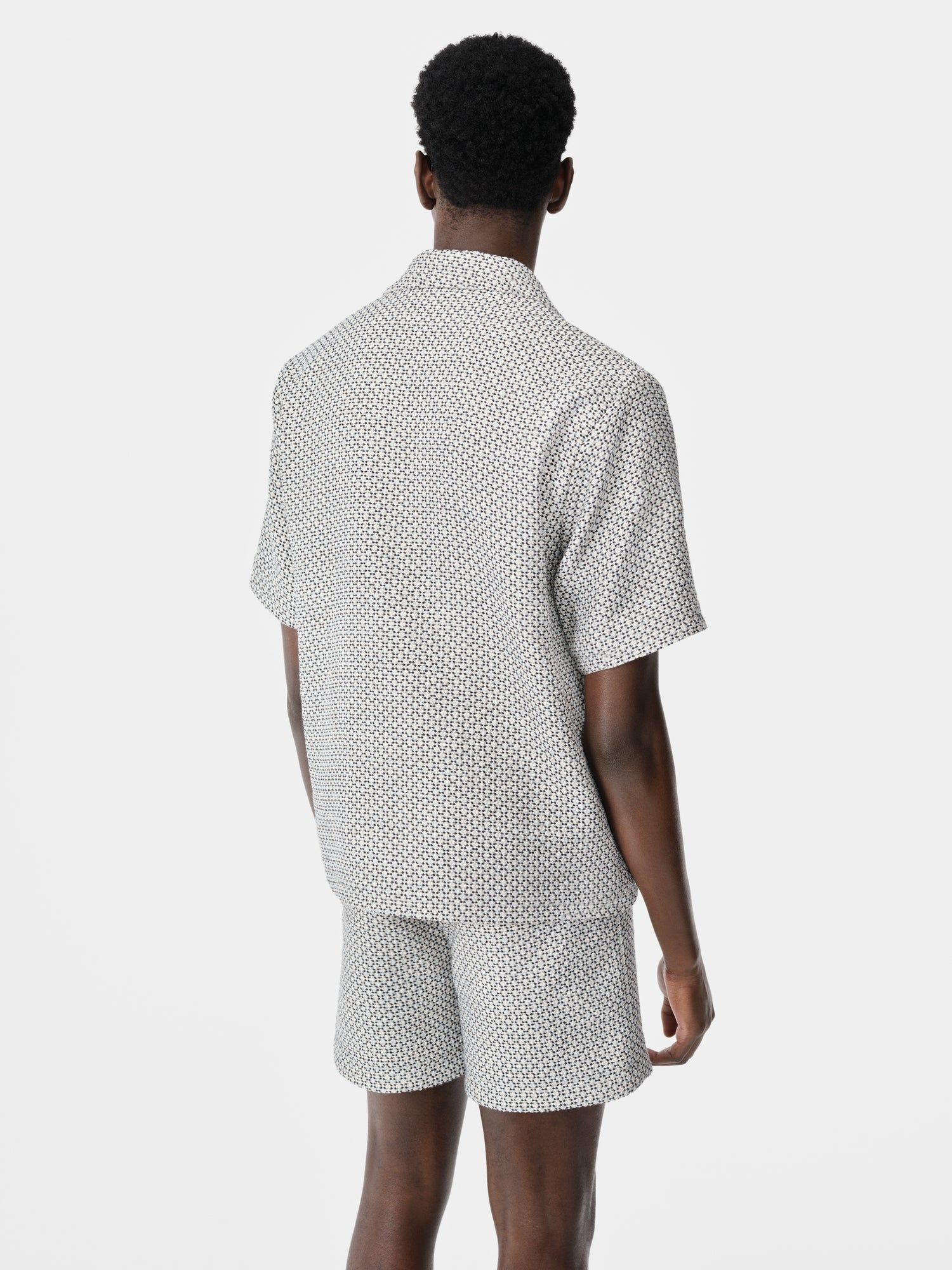 Amiri Tweed Camp Shirt Men Shirts Cerulean | UXPGDTZ-60