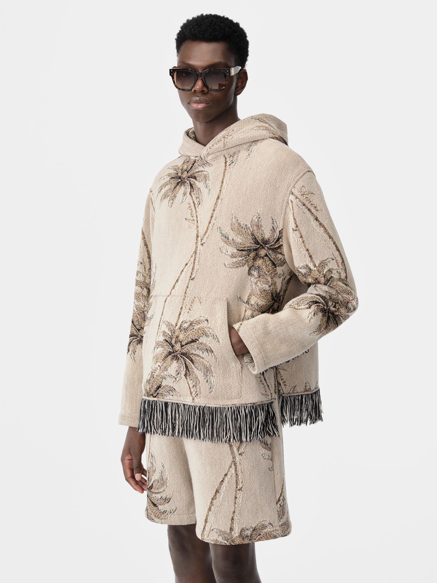 Amiri Twisted Palms Tapestry Hoodie Men Shirts Alabaster | KFANMHI-45