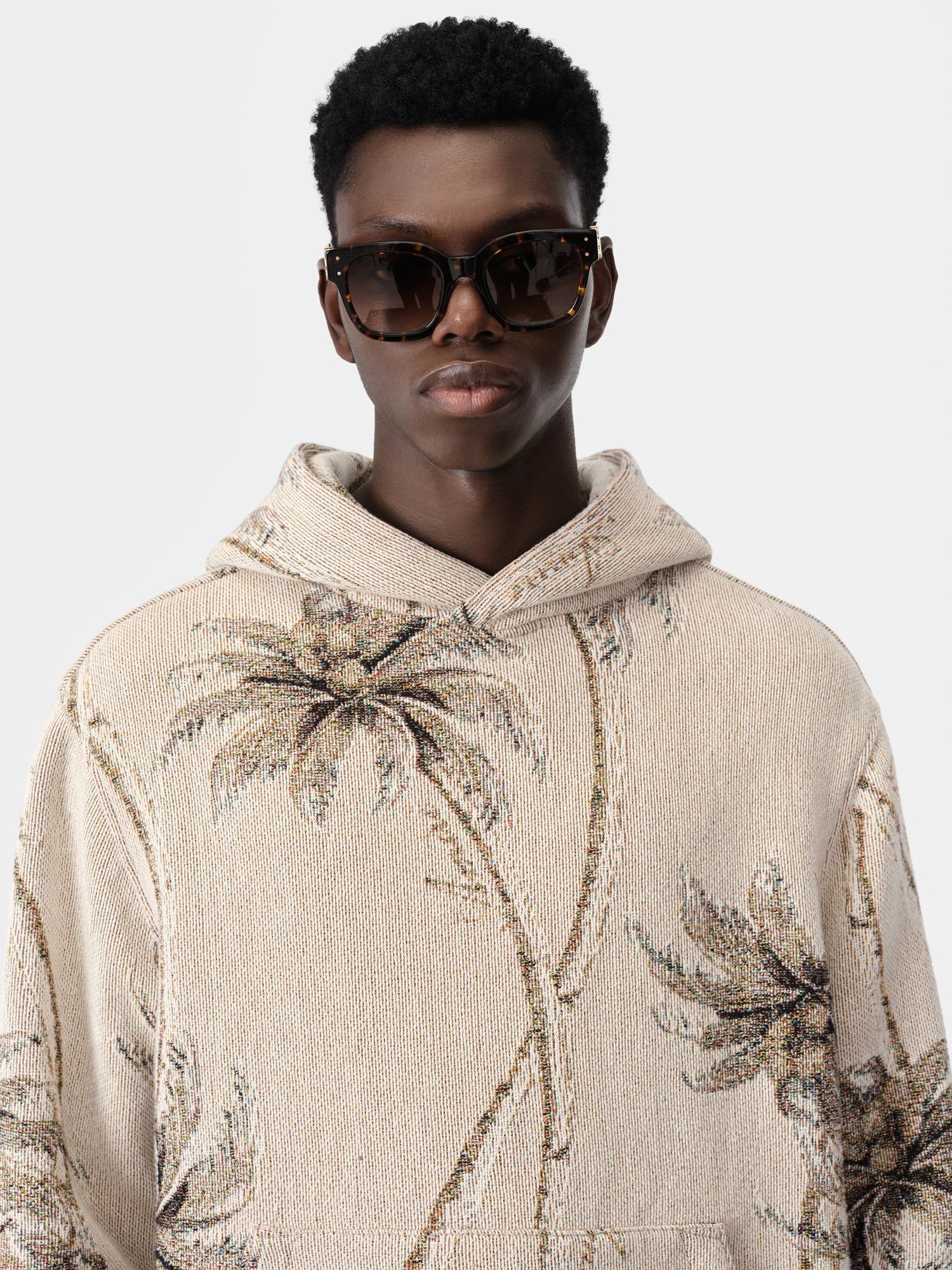 Amiri Twisted Palms Tapestry Hoodie Men Shirts Alabaster | KFANMHI-45