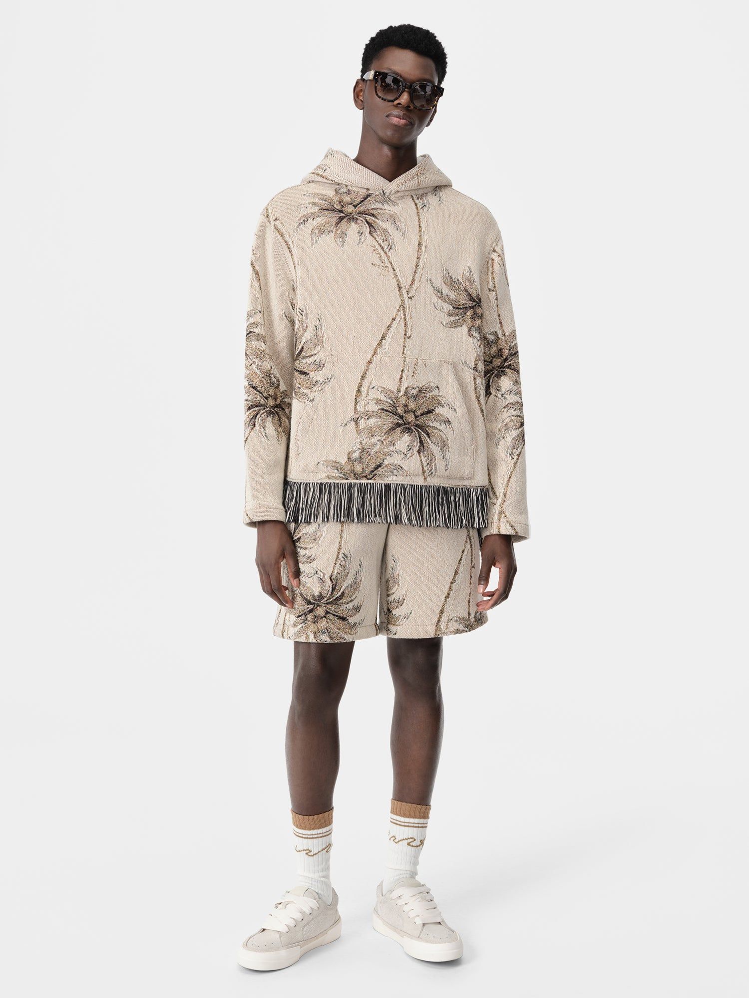 Amiri Twisted Palms Tapestry Hoodie Men Shirts Alabaster | KFANMHI-45