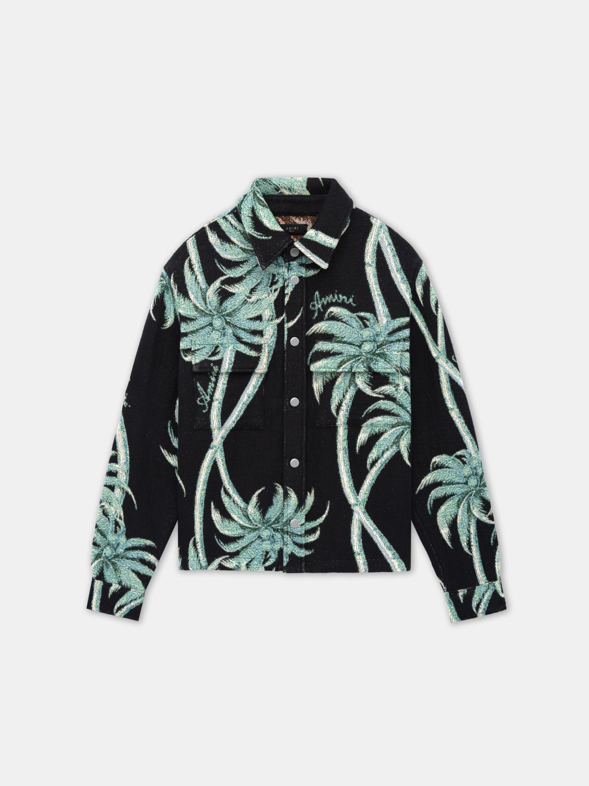 Amiri Twisted Palms Tapestry Overshirt Men Shirts Black | ACRDETJ-57